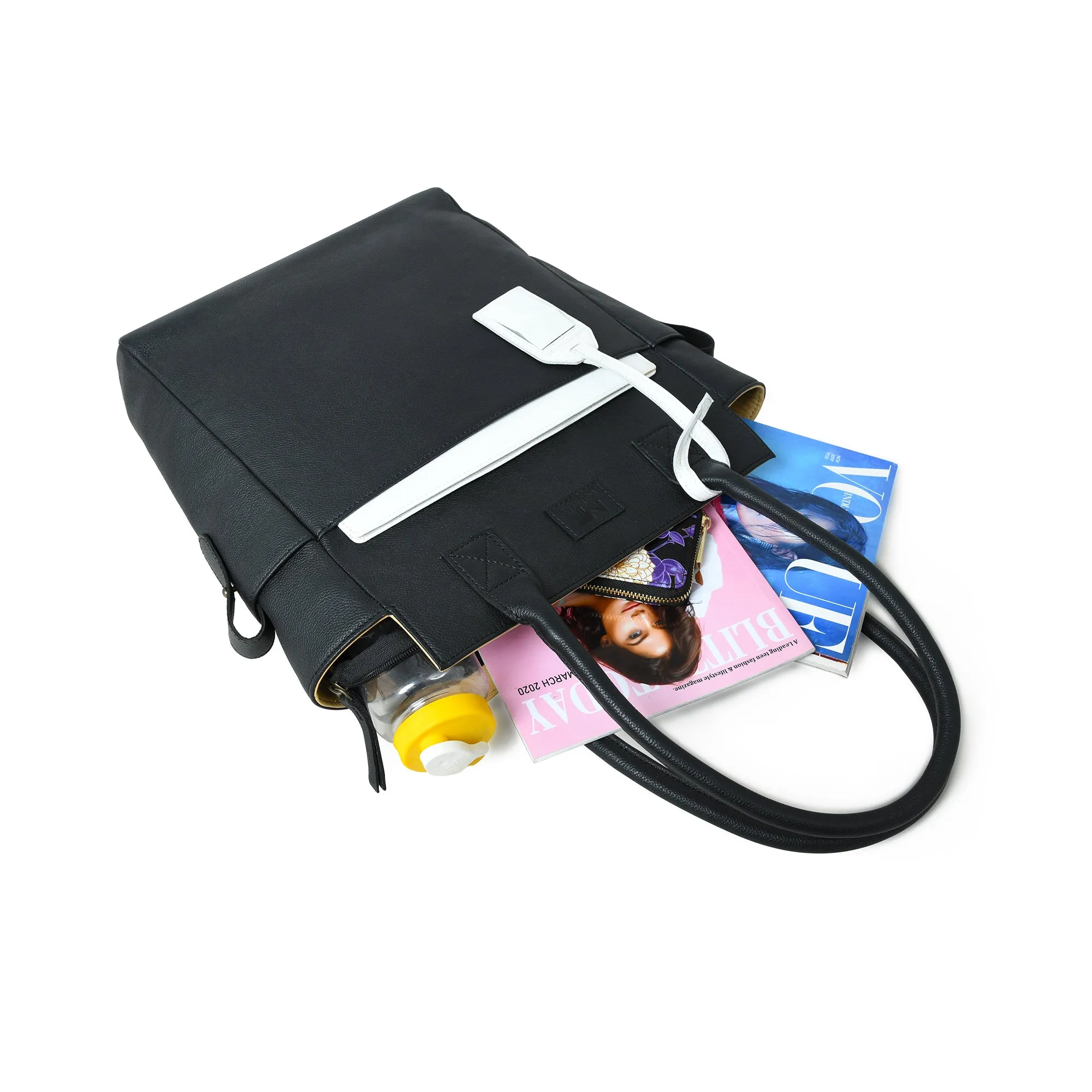 Midnight Elegance Noir Shopper Tote sold by Classy Leather Bags product image thumbnail 4