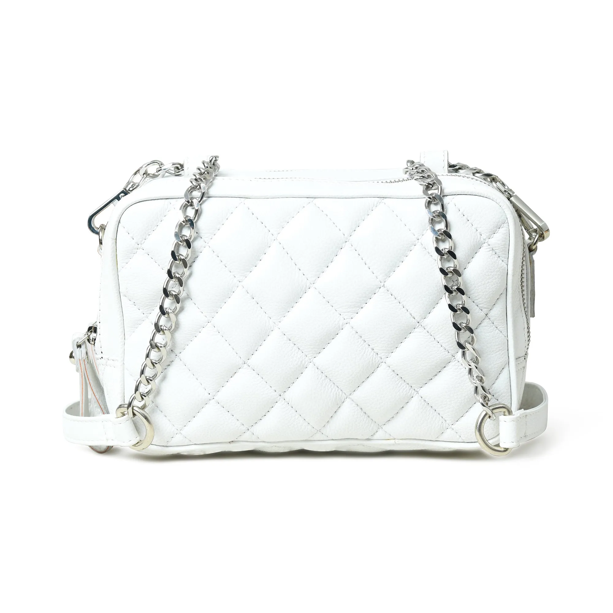 Mini Quilted Crossbody Bag, White sold by Classy Leather Bags product image thumbnail 2