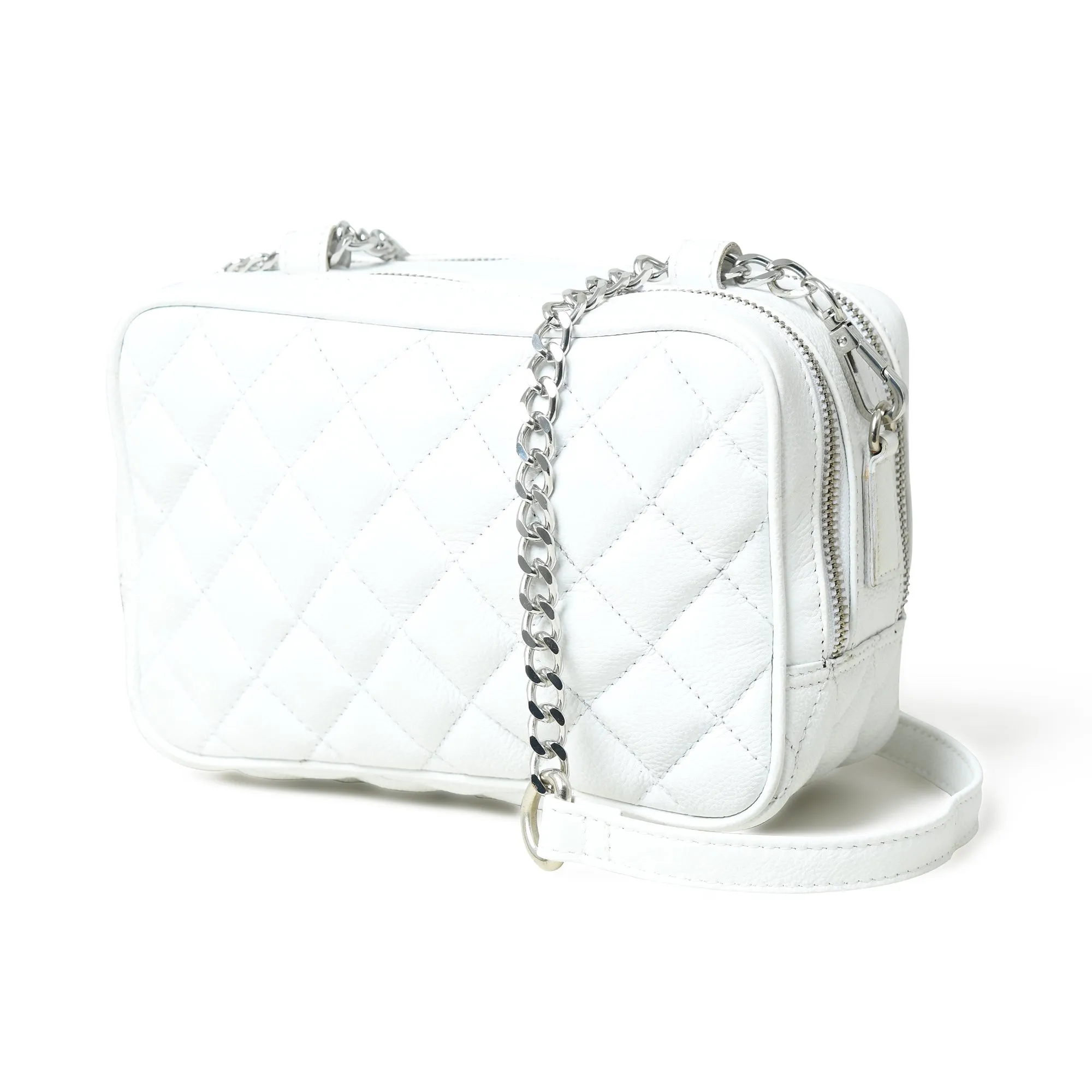 Mini Quilted Crossbody Bag, White sold by Classy Leather Bags product image thumbnail 5