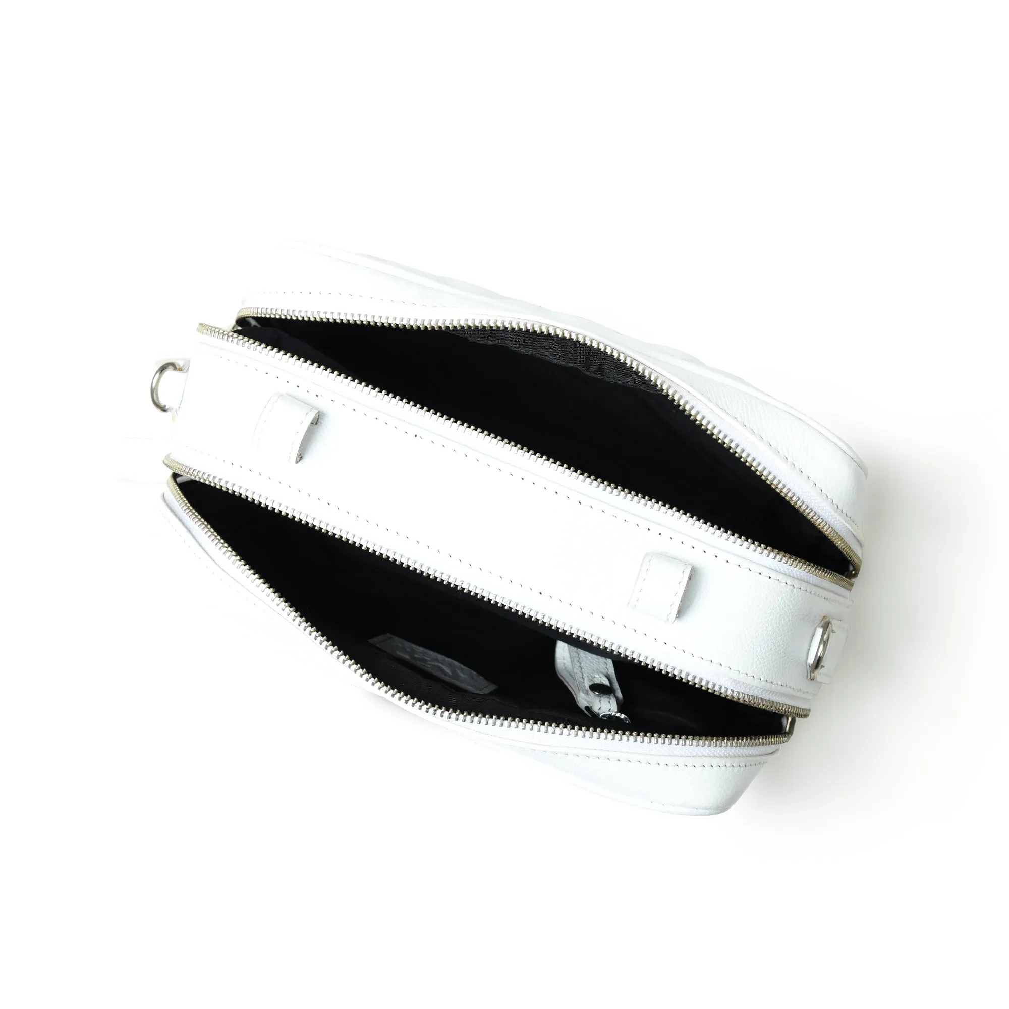 Mini Quilted Crossbody Bag, White sold by Classy Leather Bags product image thumbnail 4