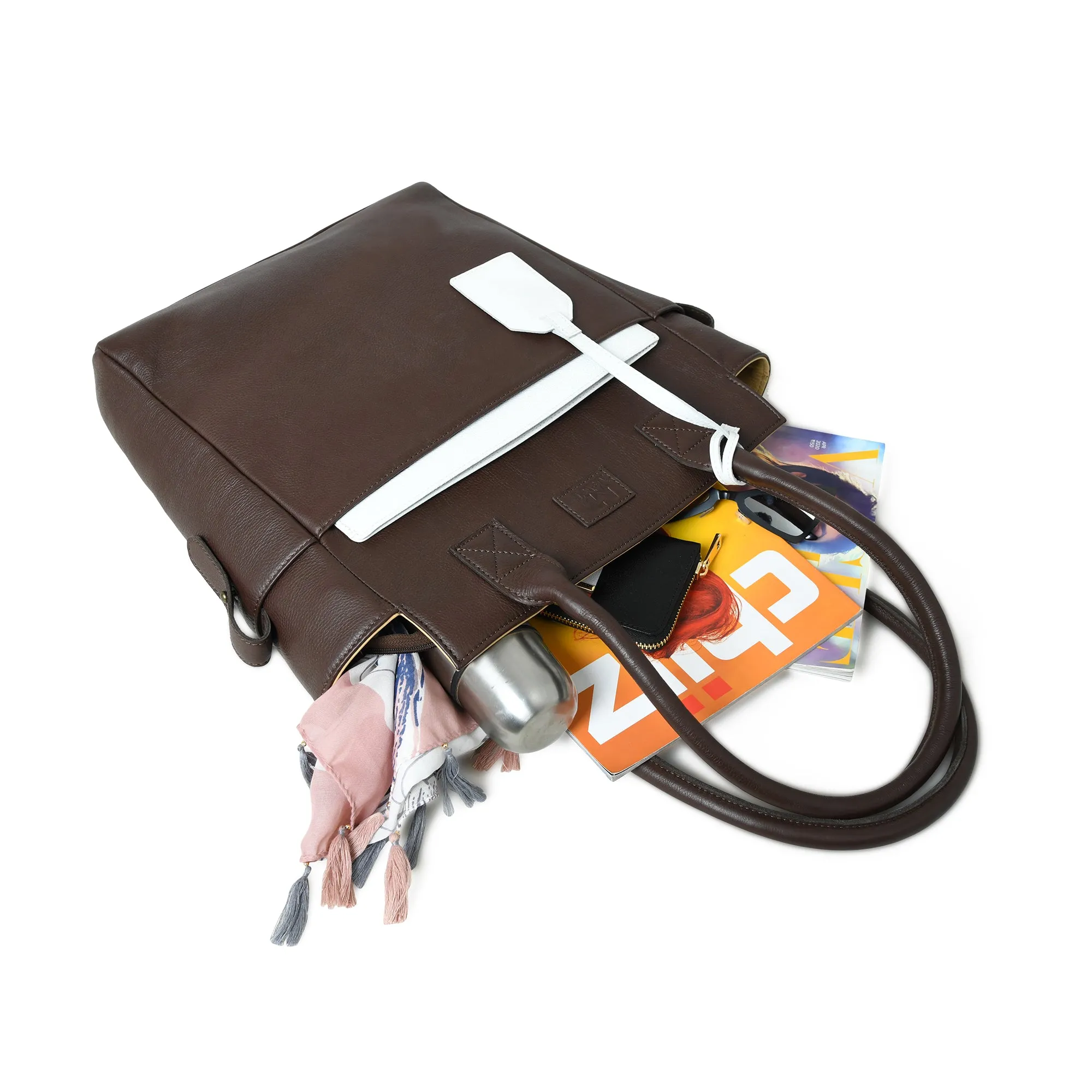 Chestnut Charm Brown Leather Tote sold by Classy Leather Bags product image thumbnail 4