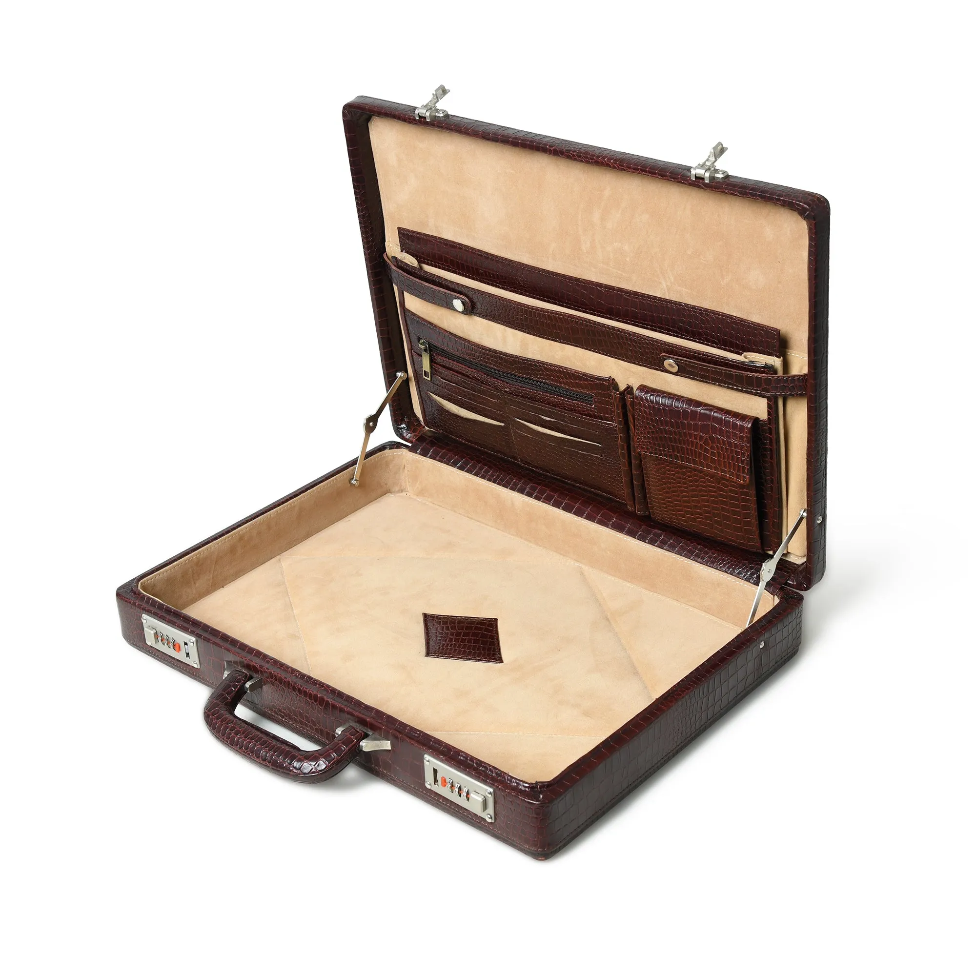 Executive Croco Leather Briefcase/Suitcase- Brown sold by Classy Leather Bags product image thumbnail 5
