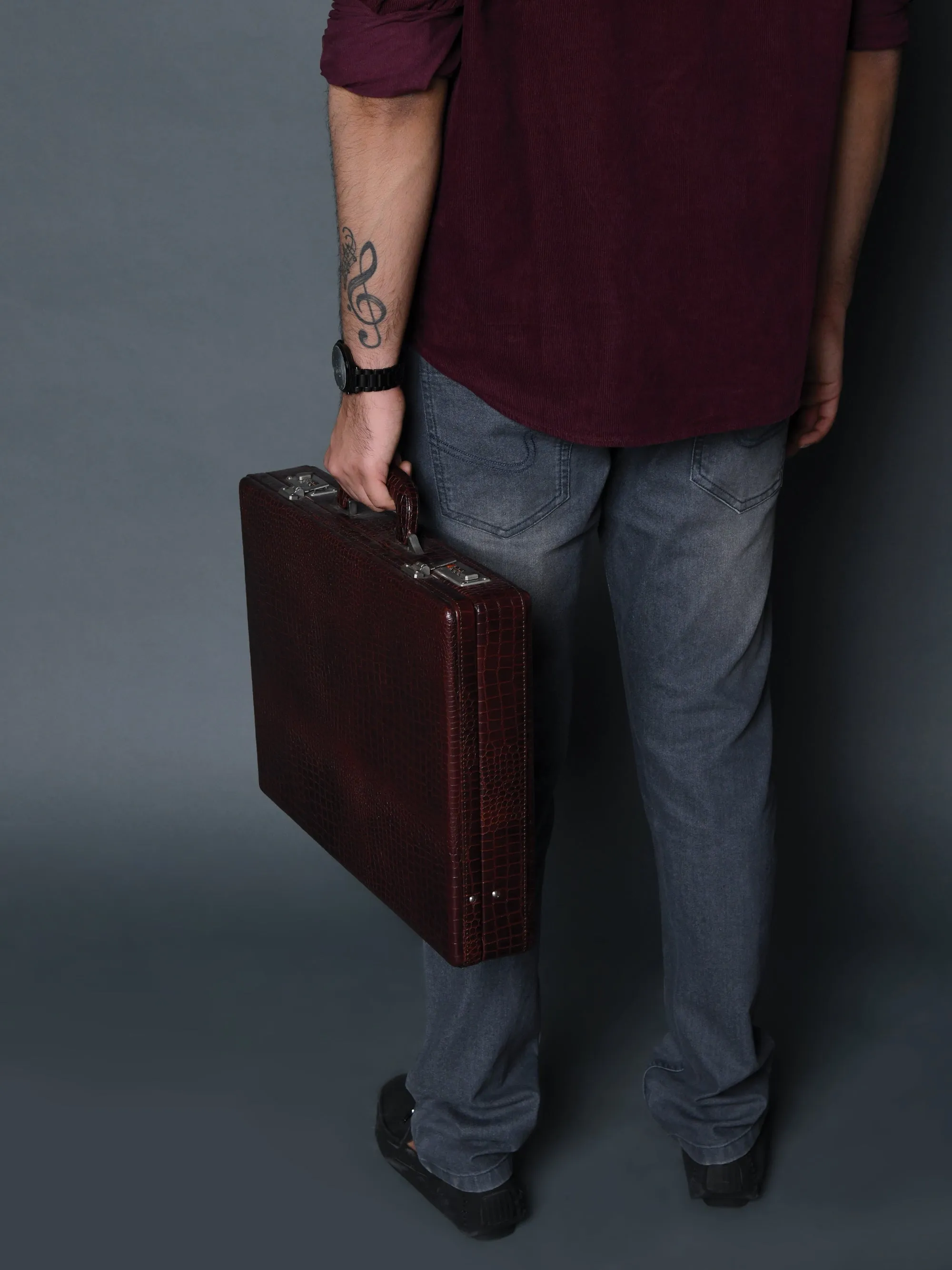 Executive Croco Leather Briefcase/Suitcase- Brown sold by Classy Leather Bags product image thumbnail 4