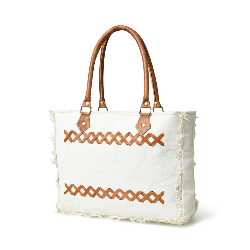 Urban Zigzag Canvas Shopper's Tote sold by Classy Leather Bags
