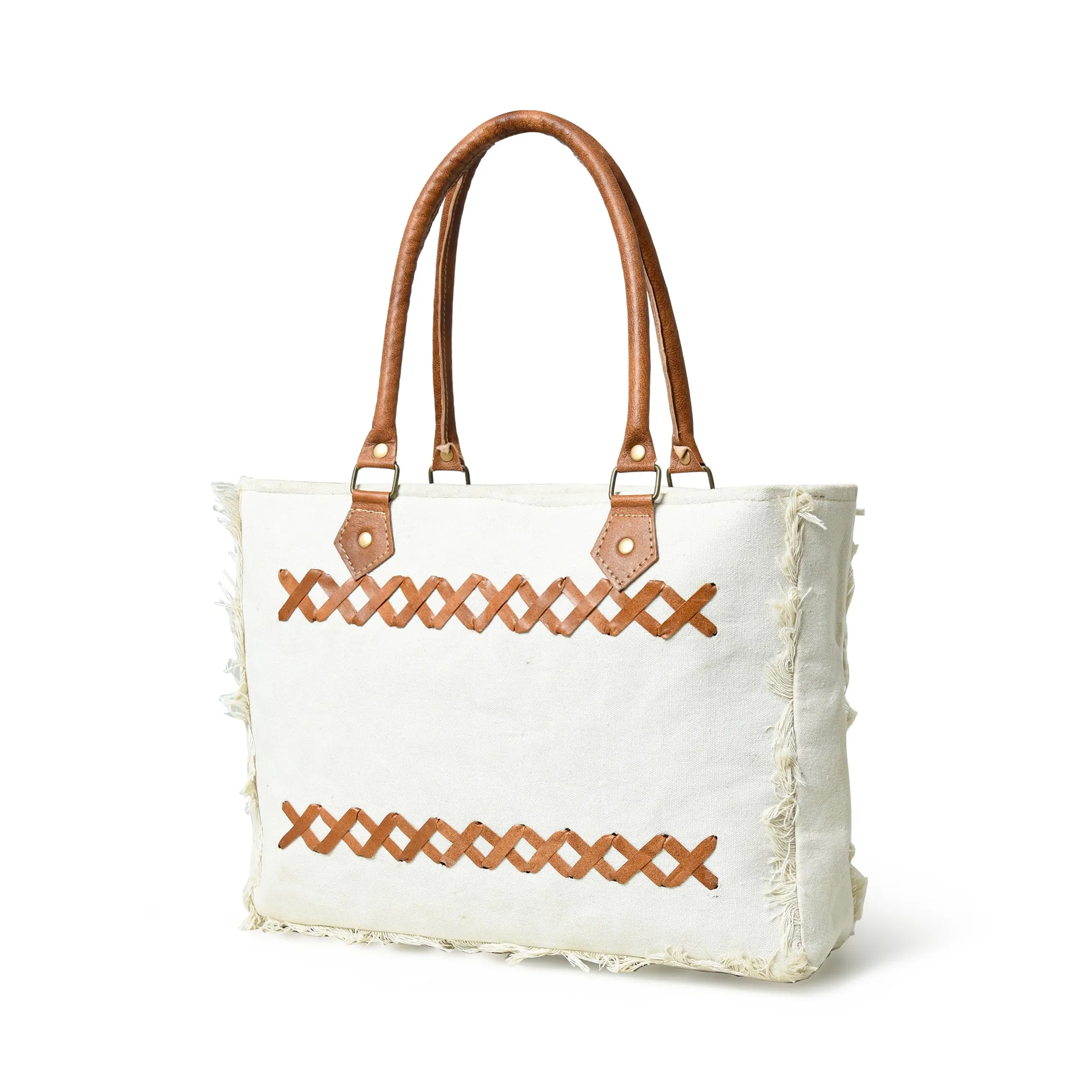 Urban Zigzag Canvas Shopper's Tote sold by Classy Leather Bags
