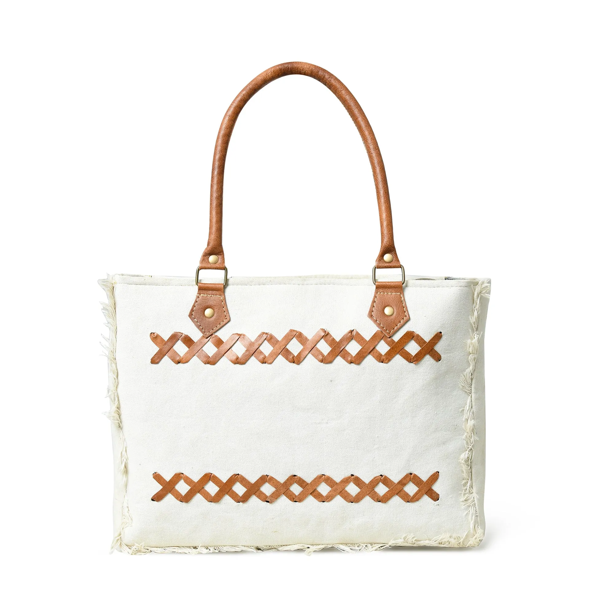 Urban Zigzag Canvas Shopper's Tote sold by Classy Leather Bags product image thumbnail 2