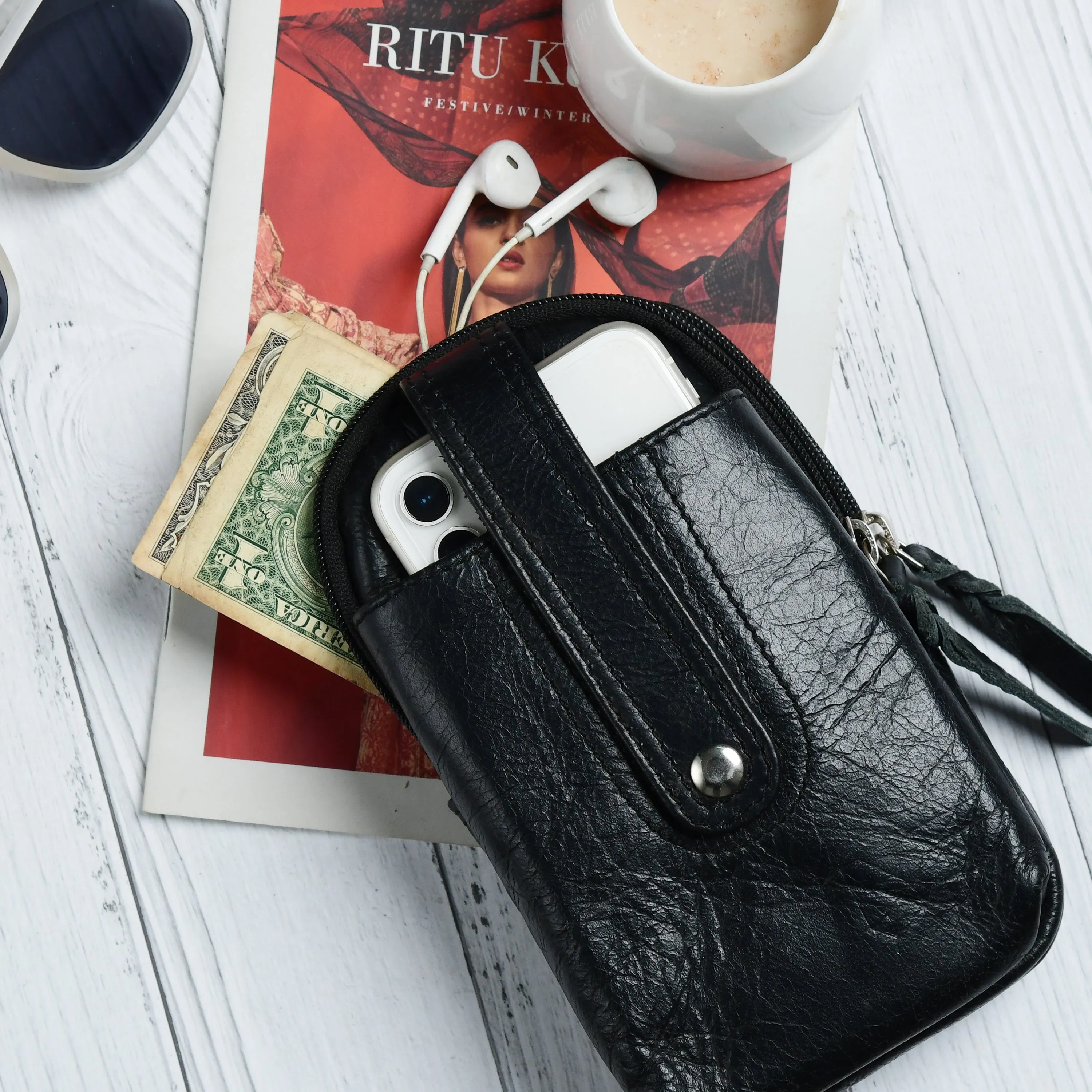 Jet-Set Organizer: Leather Phone Pouch sold by Classy Leather Bags product image thumbnail 2
