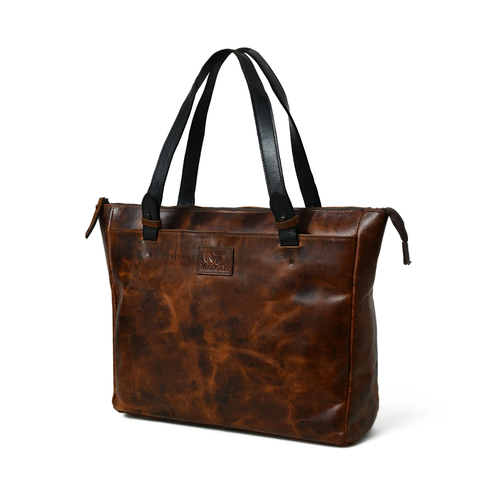 Portland Leather Tote with Zipper sold by Classy Leather Bags