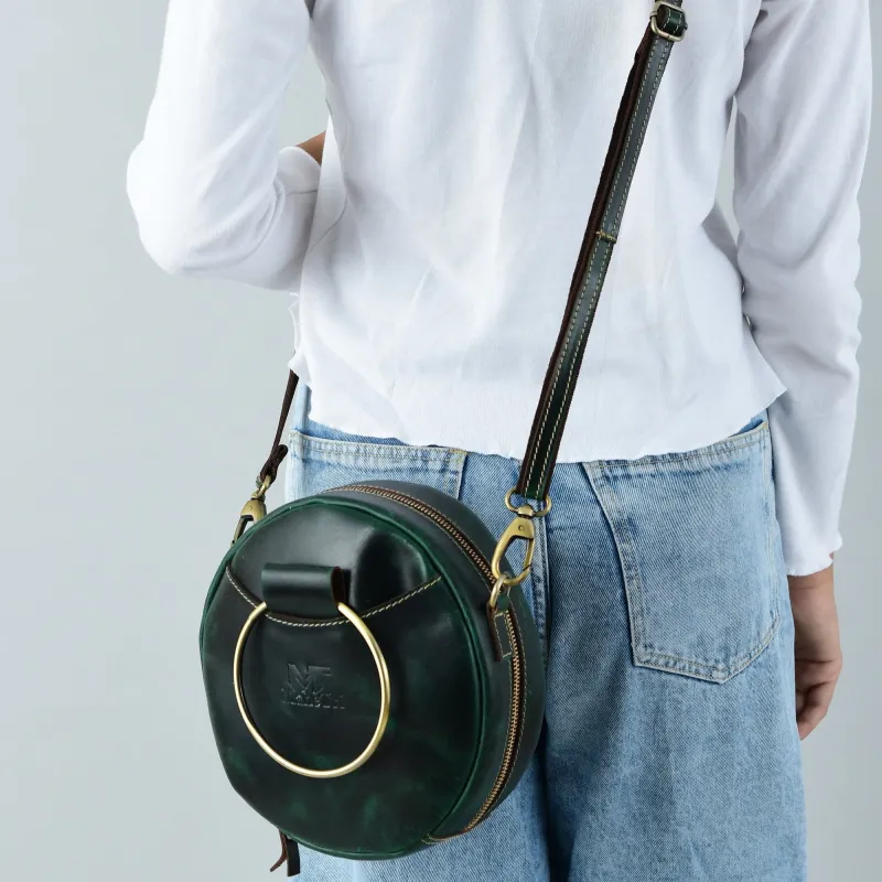 Rosie Sling Circle Bag made by Classy Leather Bags