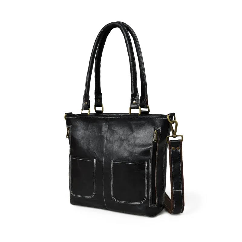Black Terry Tote made by Classy Leather Bags