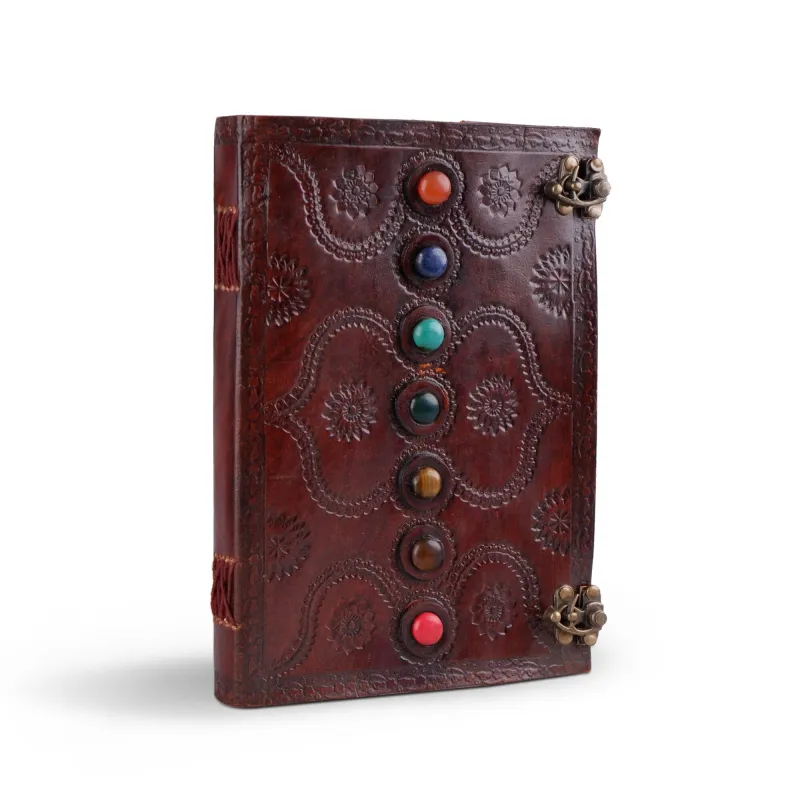 Dark Brown 7 Stones Leather Diary sold by Classy Leather Bags