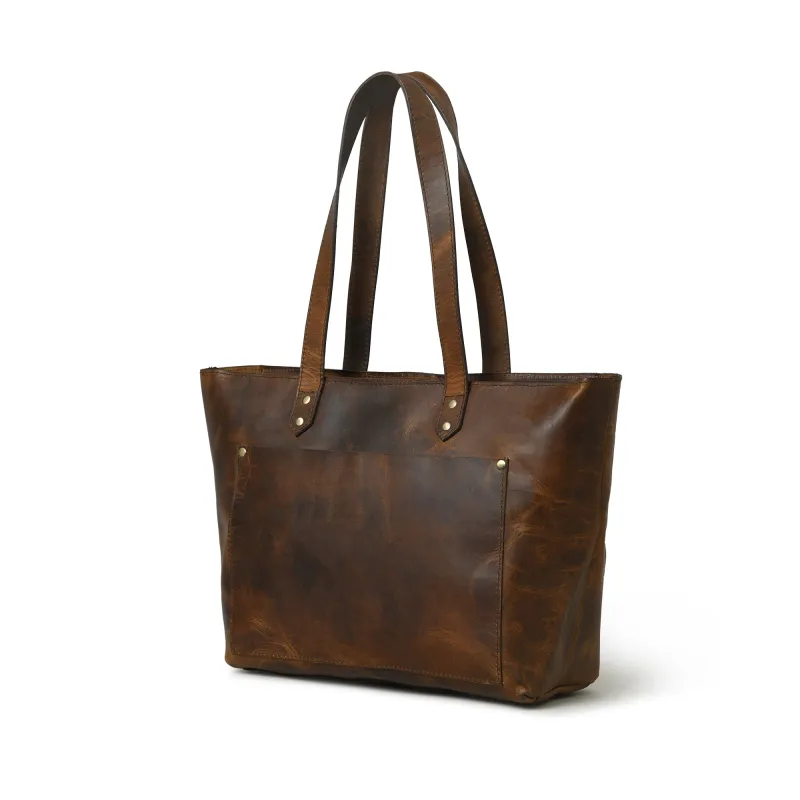 Essential Work Tote - Brown sold by Classy Leather Bags