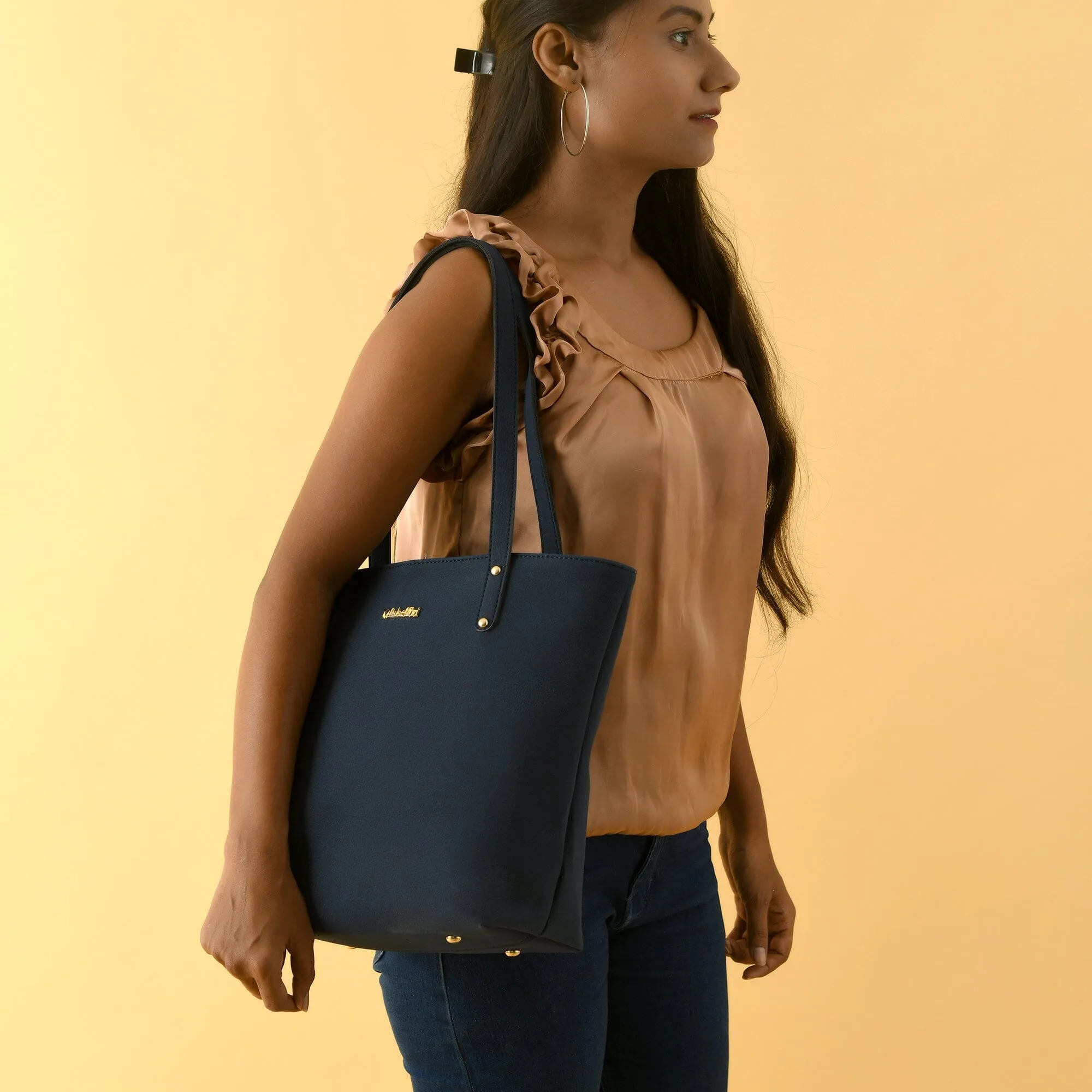 Era Vegan Leather Tote - Navy Blue sold by Classy Leather Bags product image thumbnail 2