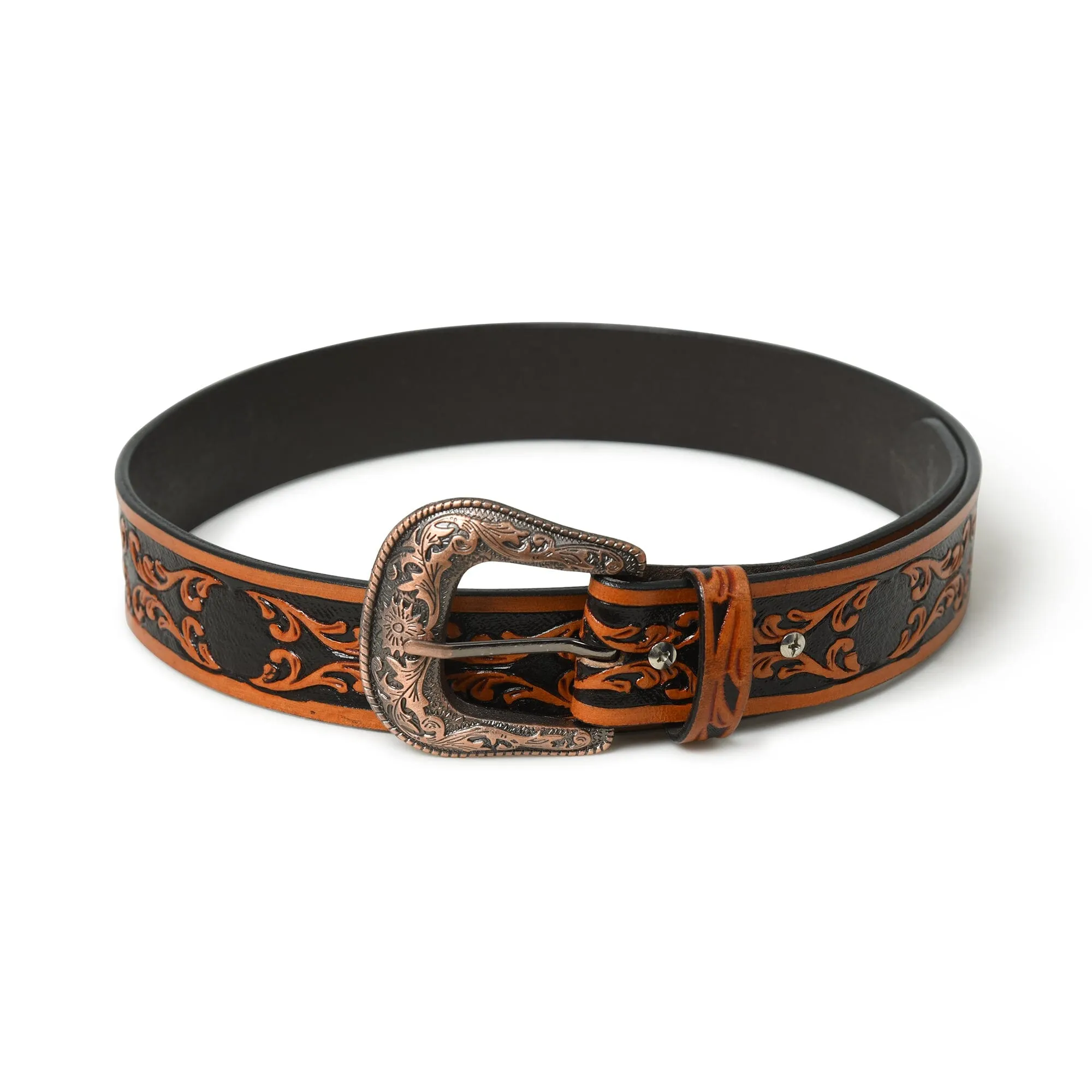 Western Cowboy Leather Belt - Black & Brown sold by Classy Leather Bags product image thumbnail 3