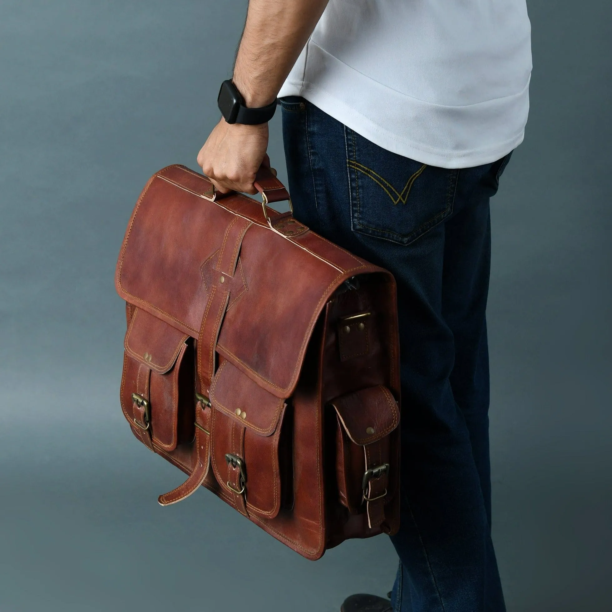 The Retro II Office Briefcase sold by Classy Leather Bags product image thumbnail 2