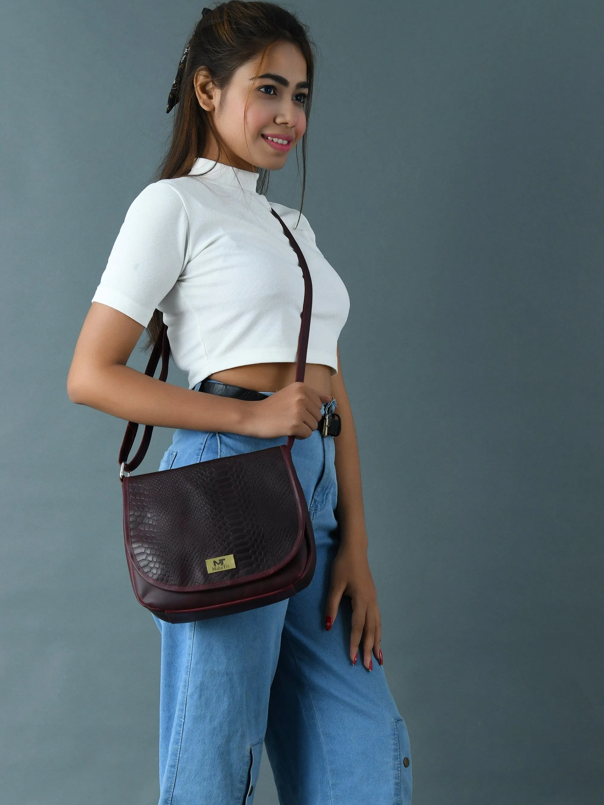 The Croco Satchel- Cherry Red sold by Classy Leather Bags product image thumbnail 4