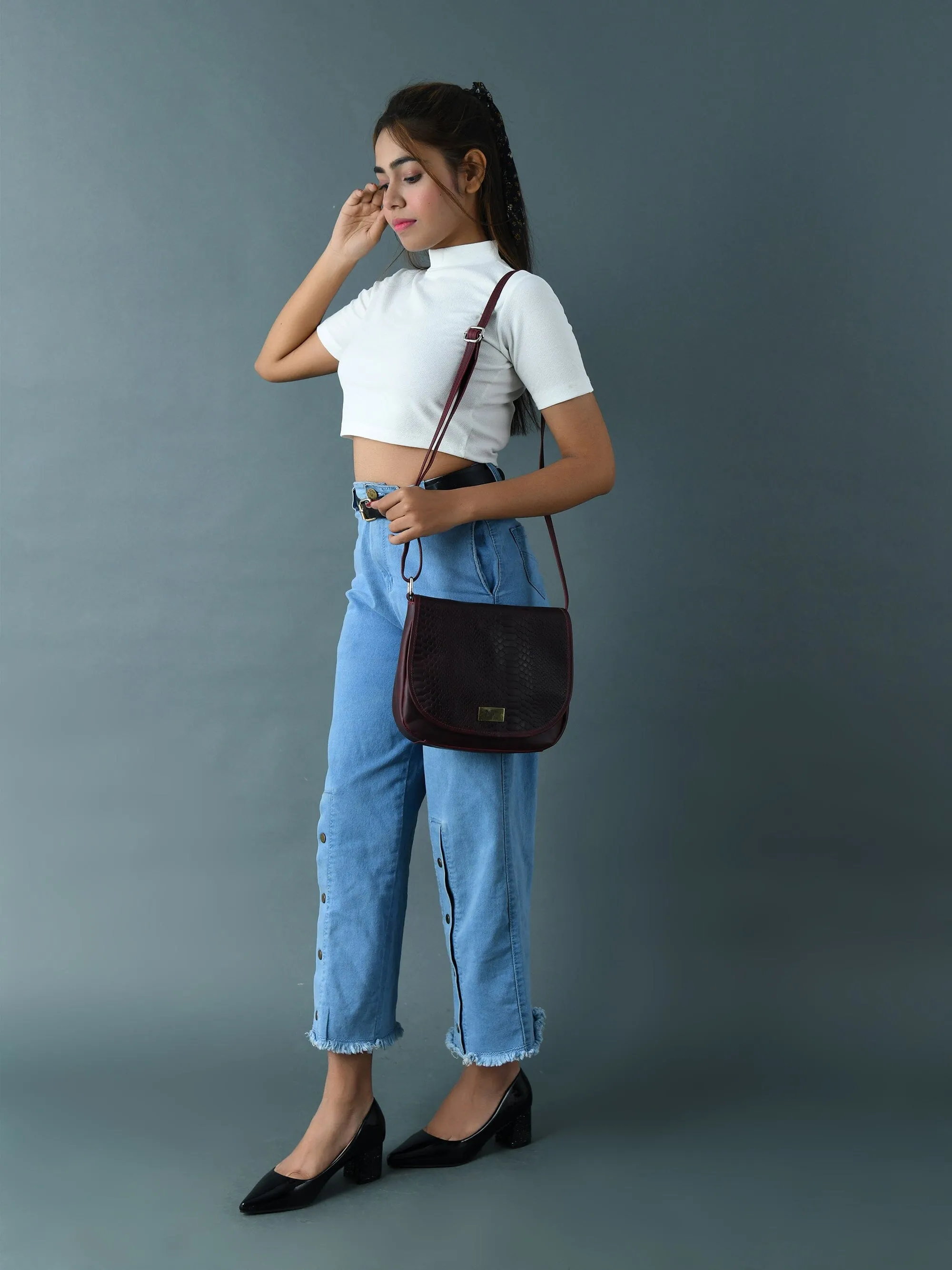 The Croco Satchel- Cherry Red sold by Classy Leather Bags product image thumbnail 5