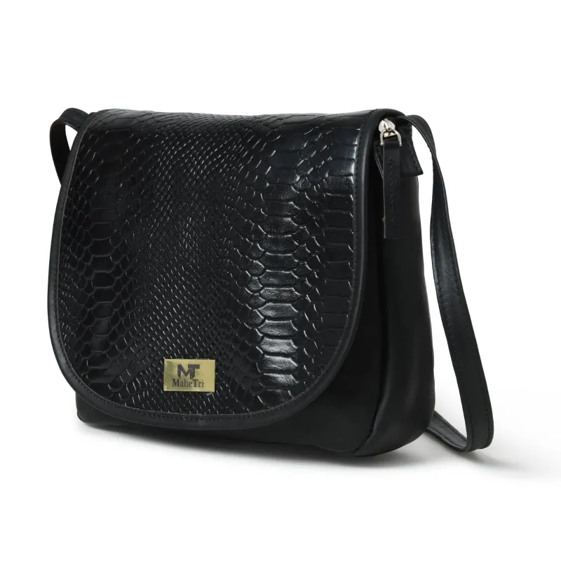 The Croco Satchel- Black sold by Classy Leather Bags
