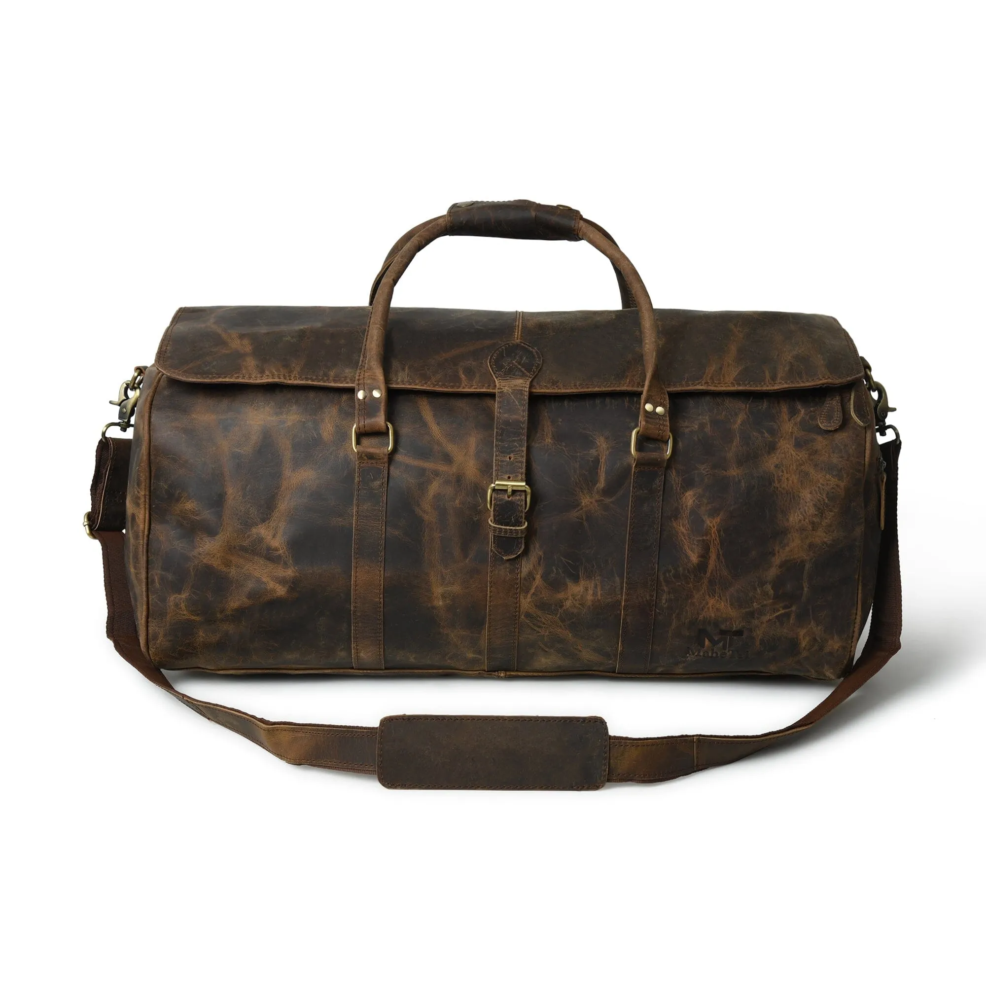 The Bolton Flap Duffel- Dark Brown sold by Classy Leather Bags
