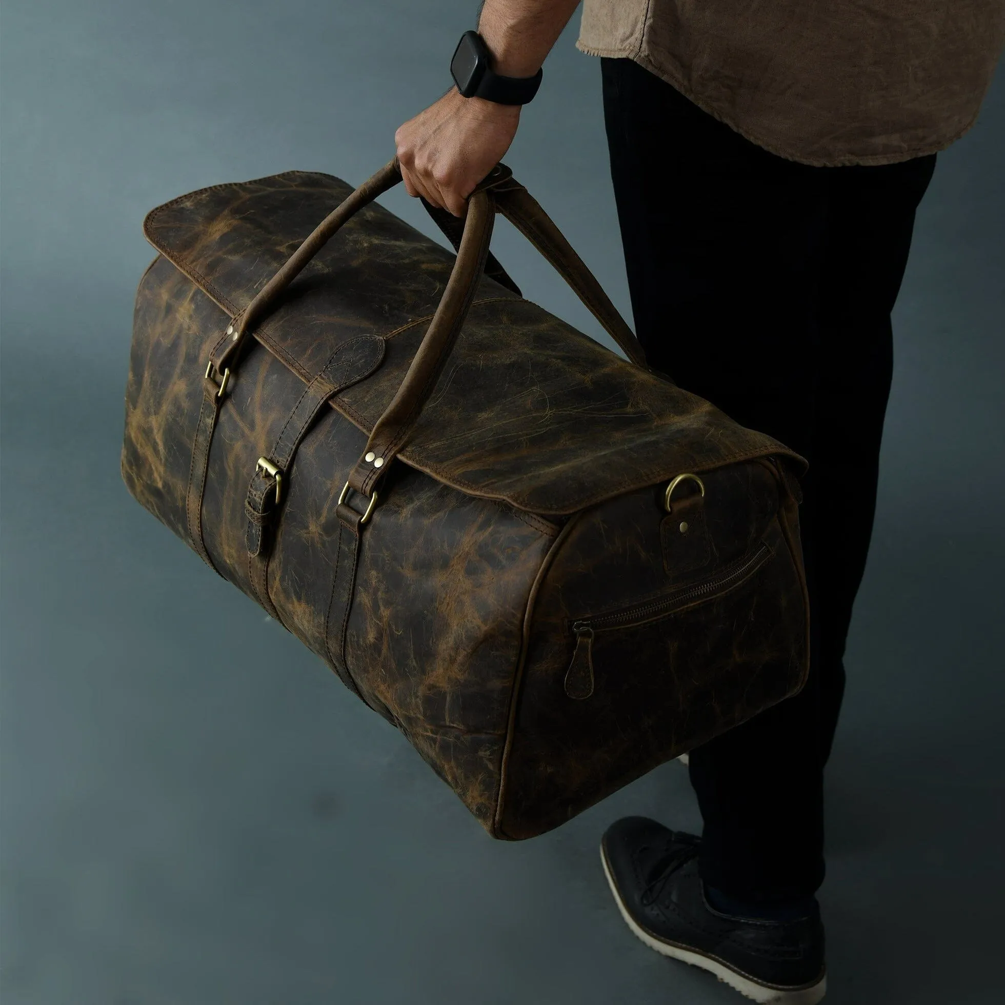 The Bolton Flap Duffel- Dark Brown sold by Classy Leather Bags product image thumbnail 2