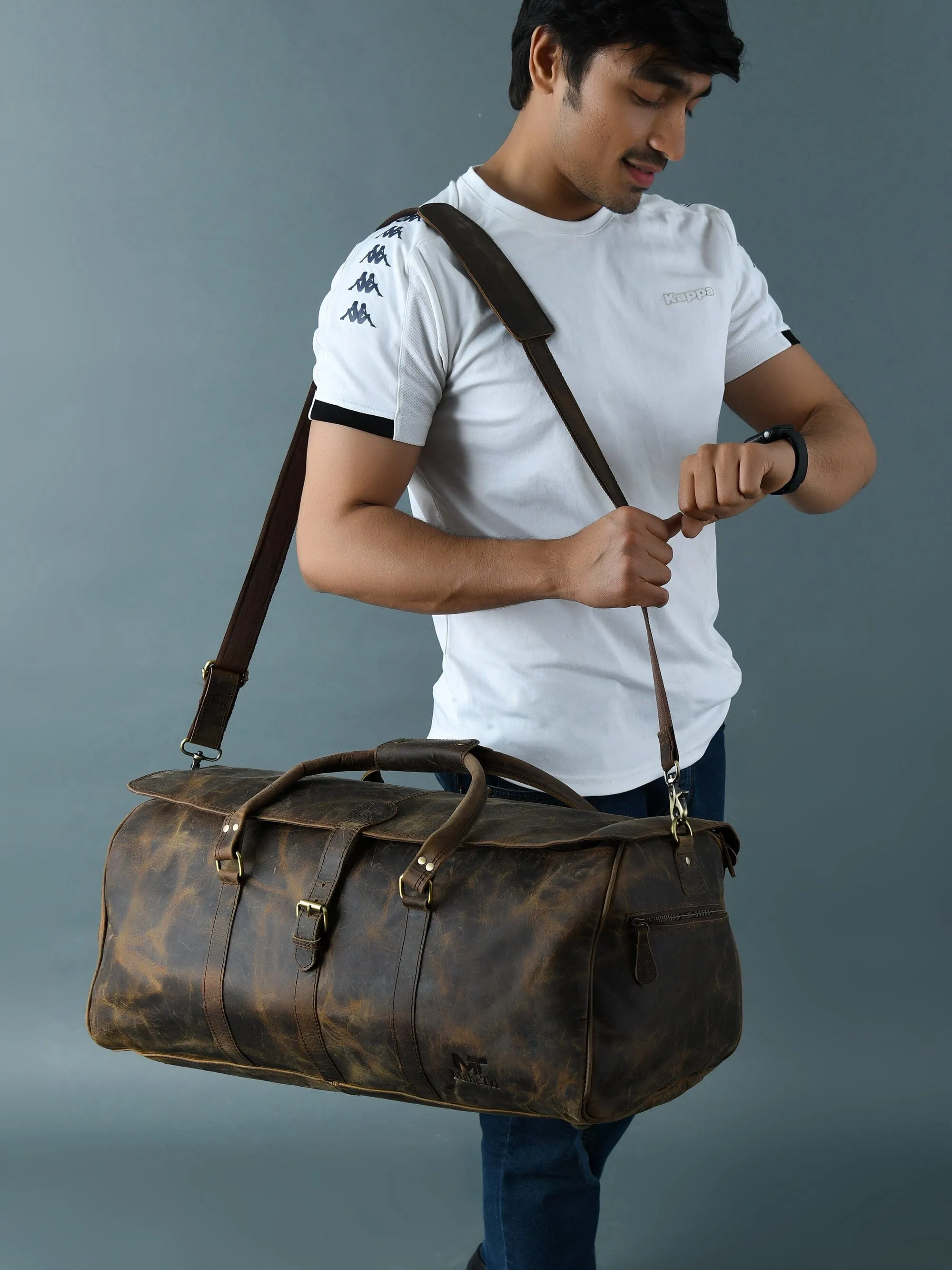 The Bolton Flap Duffel- Dark Brown sold by Classy Leather Bags product image thumbnail 3