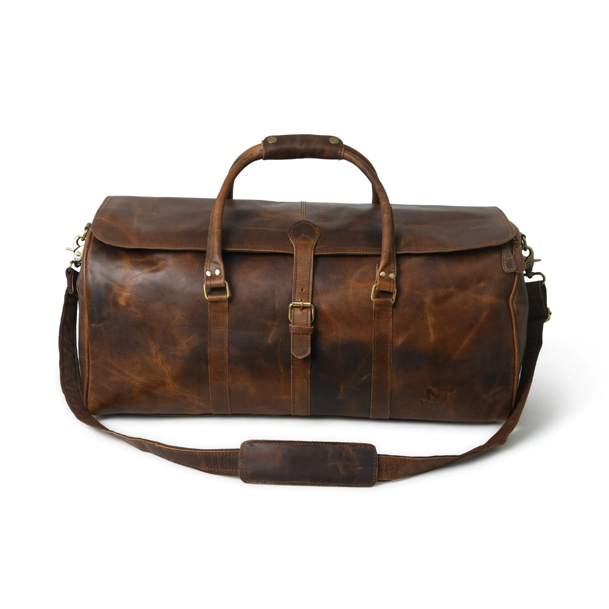 The Bolton Flap Duffel- Brown sold by Classy Leather Bags
