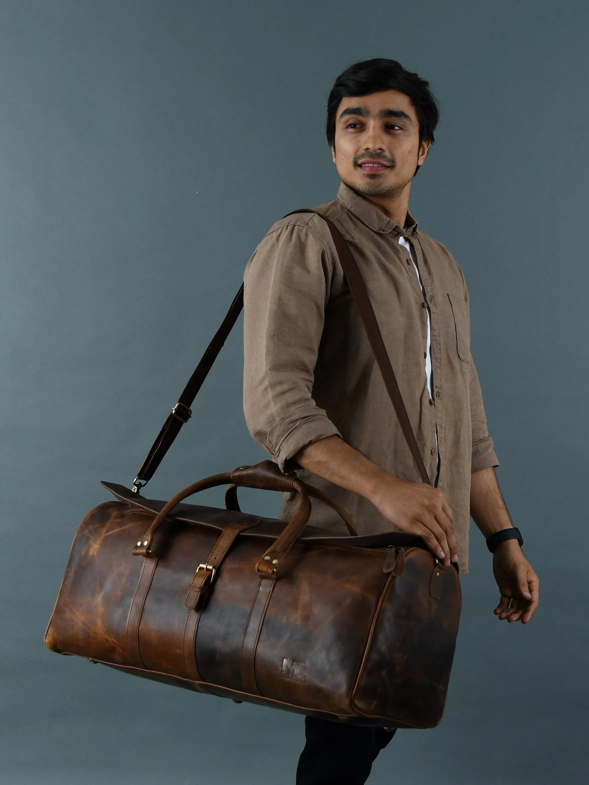 The Bolton Flap Duffel- Brown sold by Classy Leather Bags product image thumbnail 2