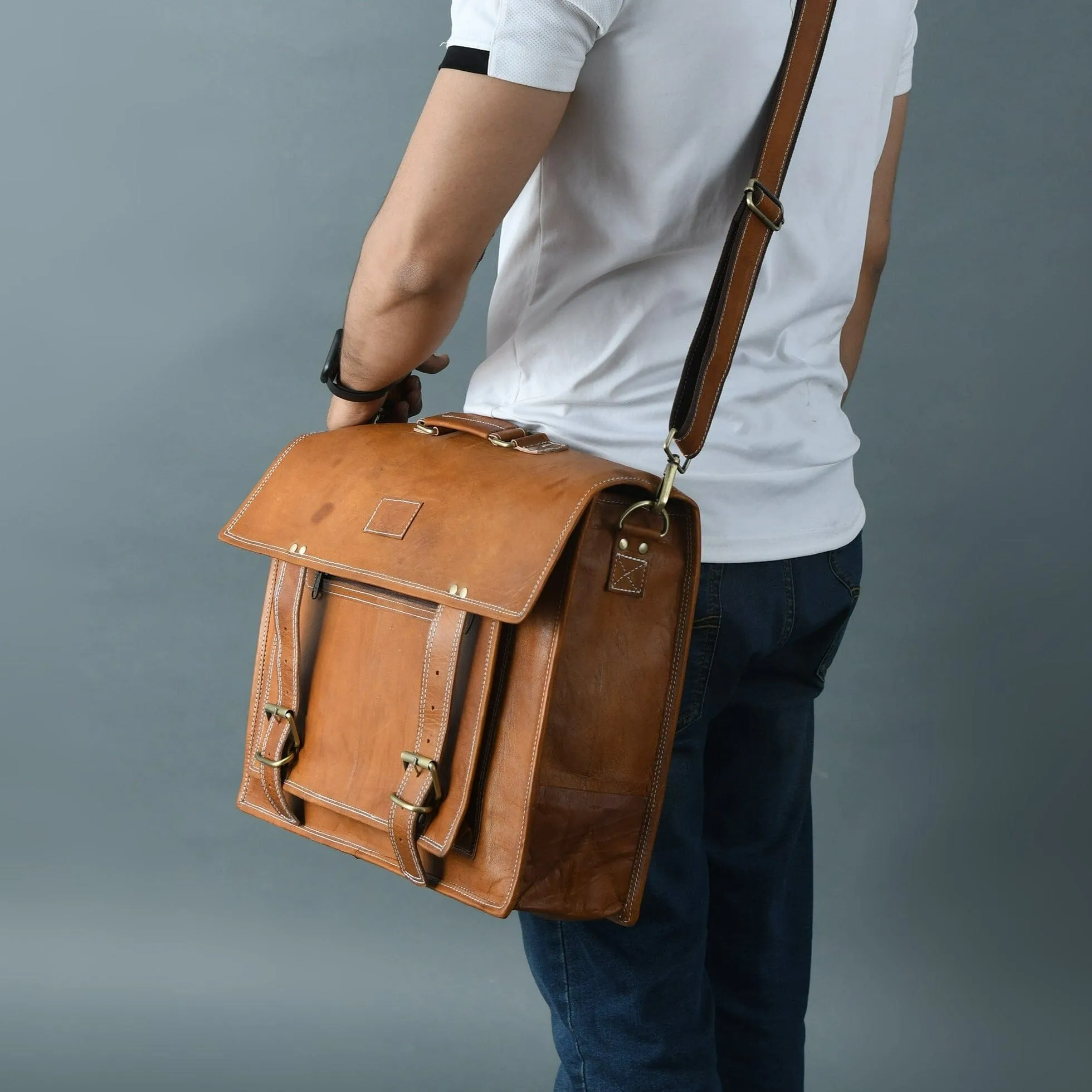 MaheTri Big Pocket- Tan Brown sold by Classy Leather Bags product image thumbnail 2