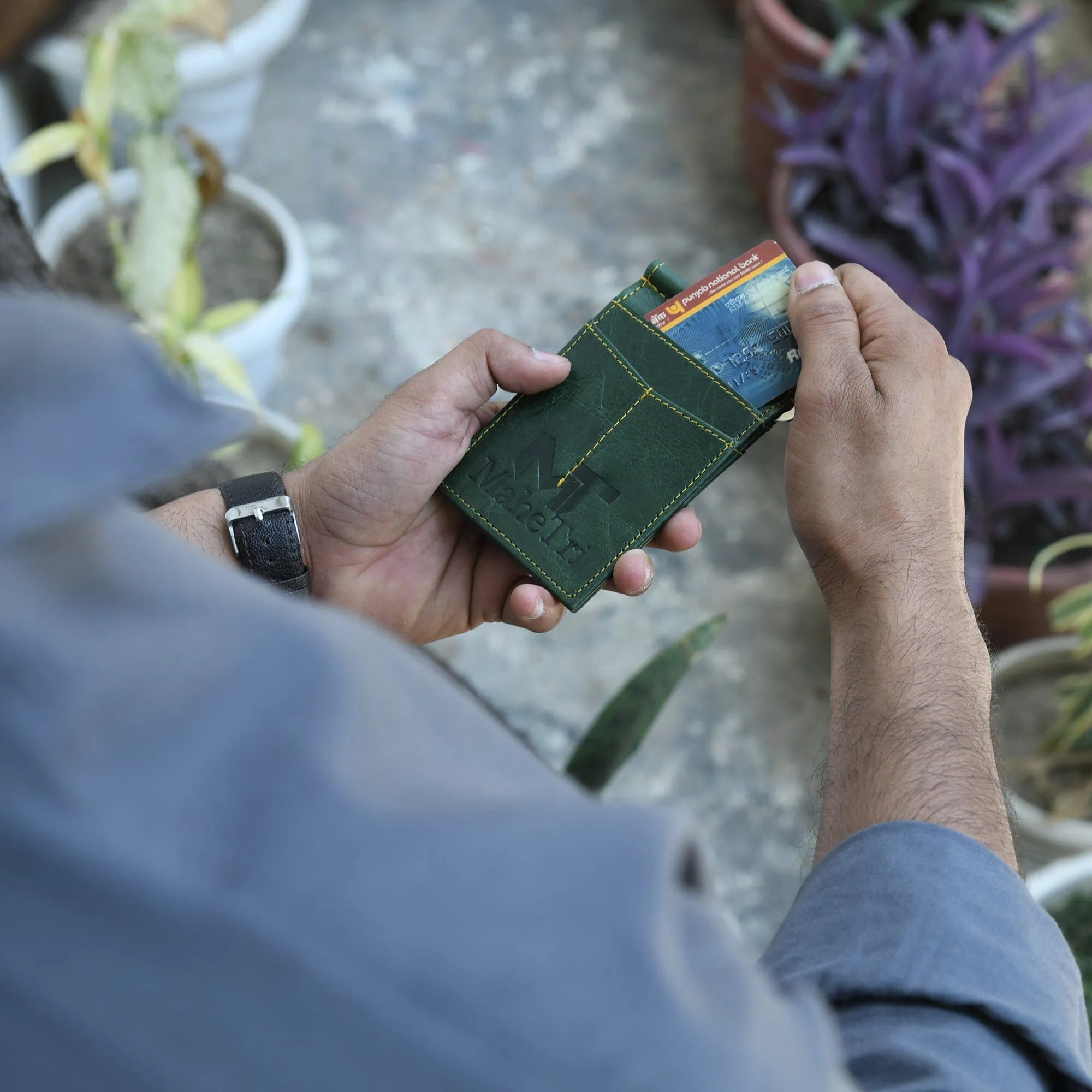 Finley Money Clipper- Green sold by Classy Leather Bags product image thumbnail 2