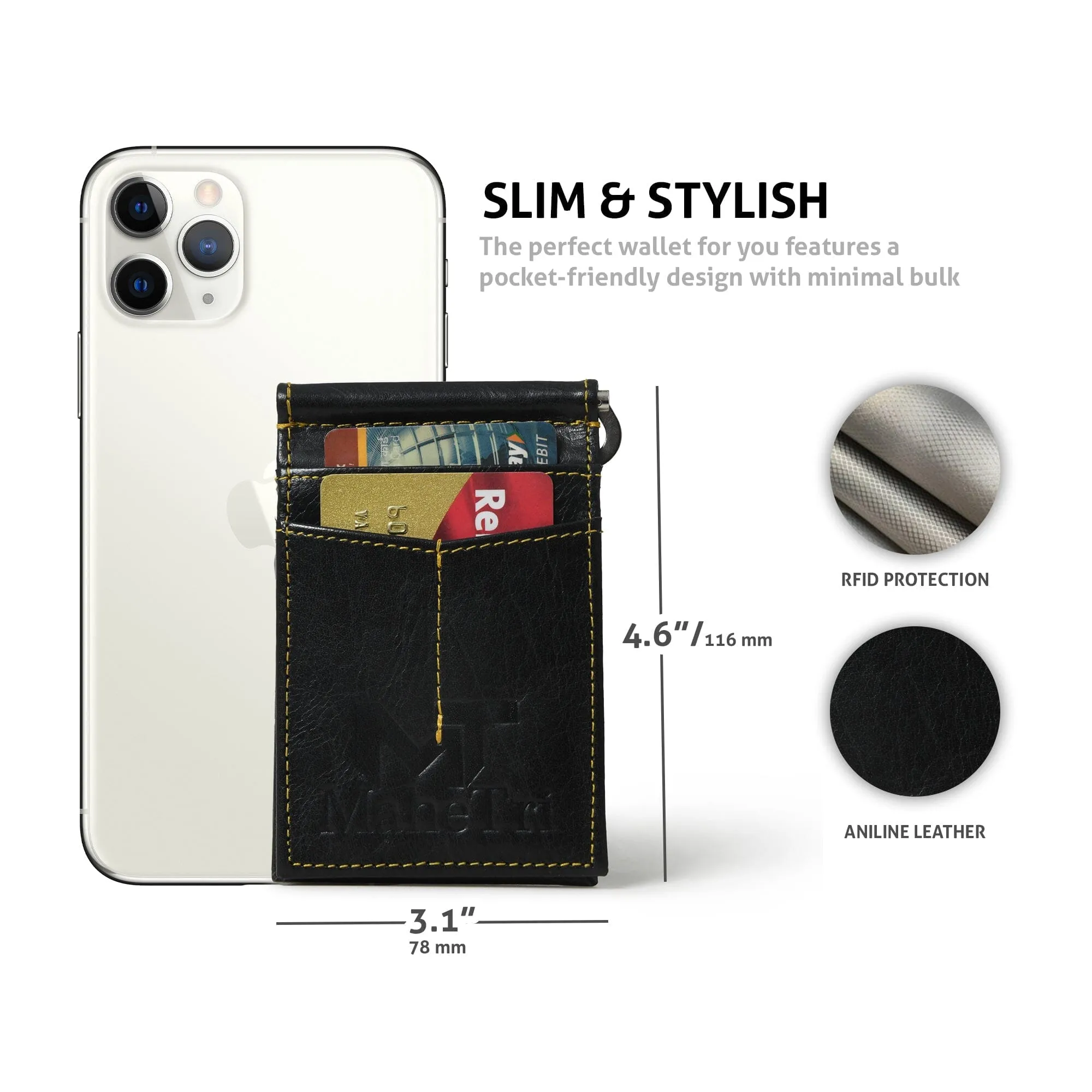 Finley Money Clipper- Black sold by Classy Leather Bags product image thumbnail 4