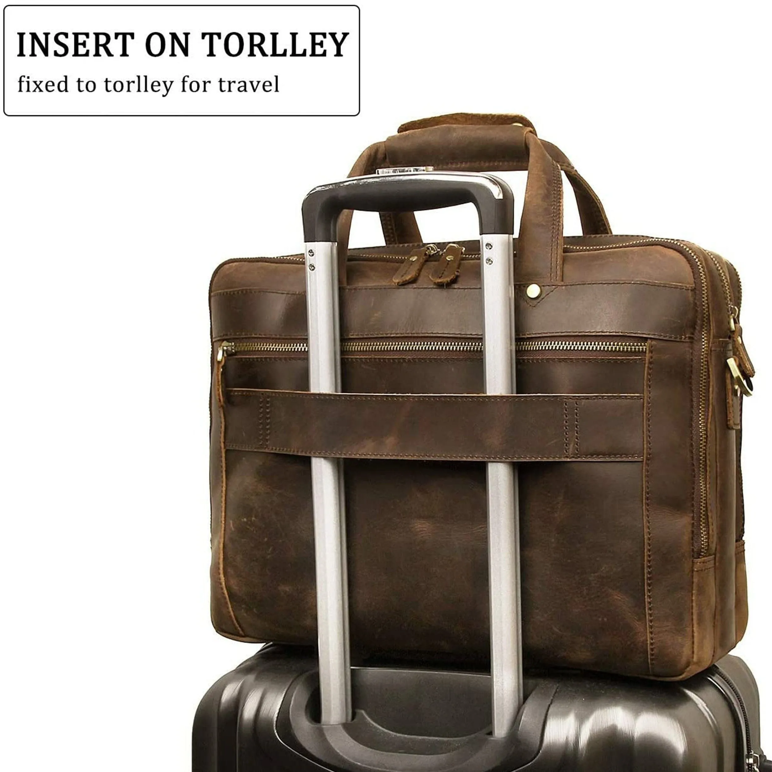 Crazy Horse Leather Briefcase sold by Classy Leather Bags product image thumbnail 5