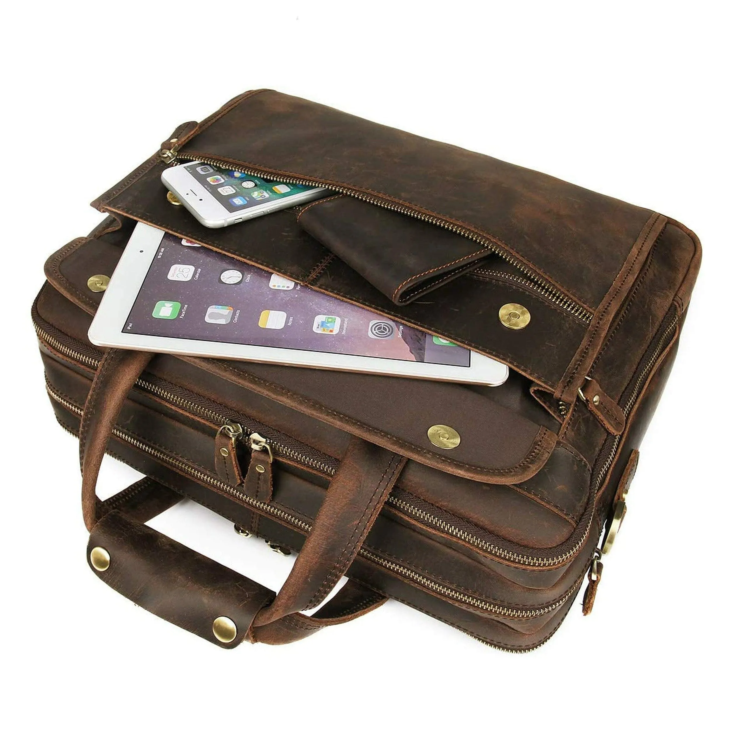 Crazy Horse Leather Briefcase sold by Classy Leather Bags product image thumbnail 2
