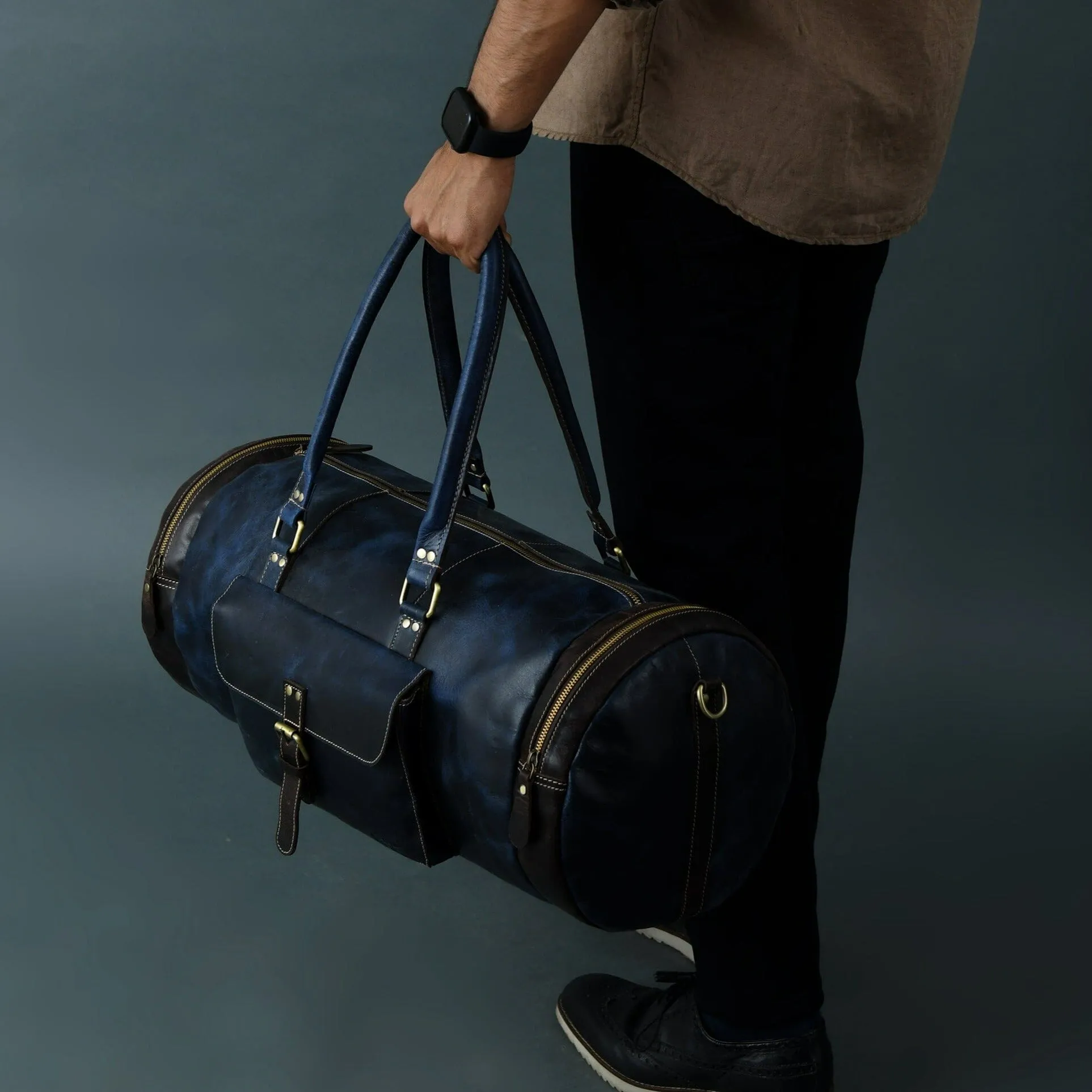 Blue Premium Duffle sold by Classy Leather Bags product image thumbnail 2