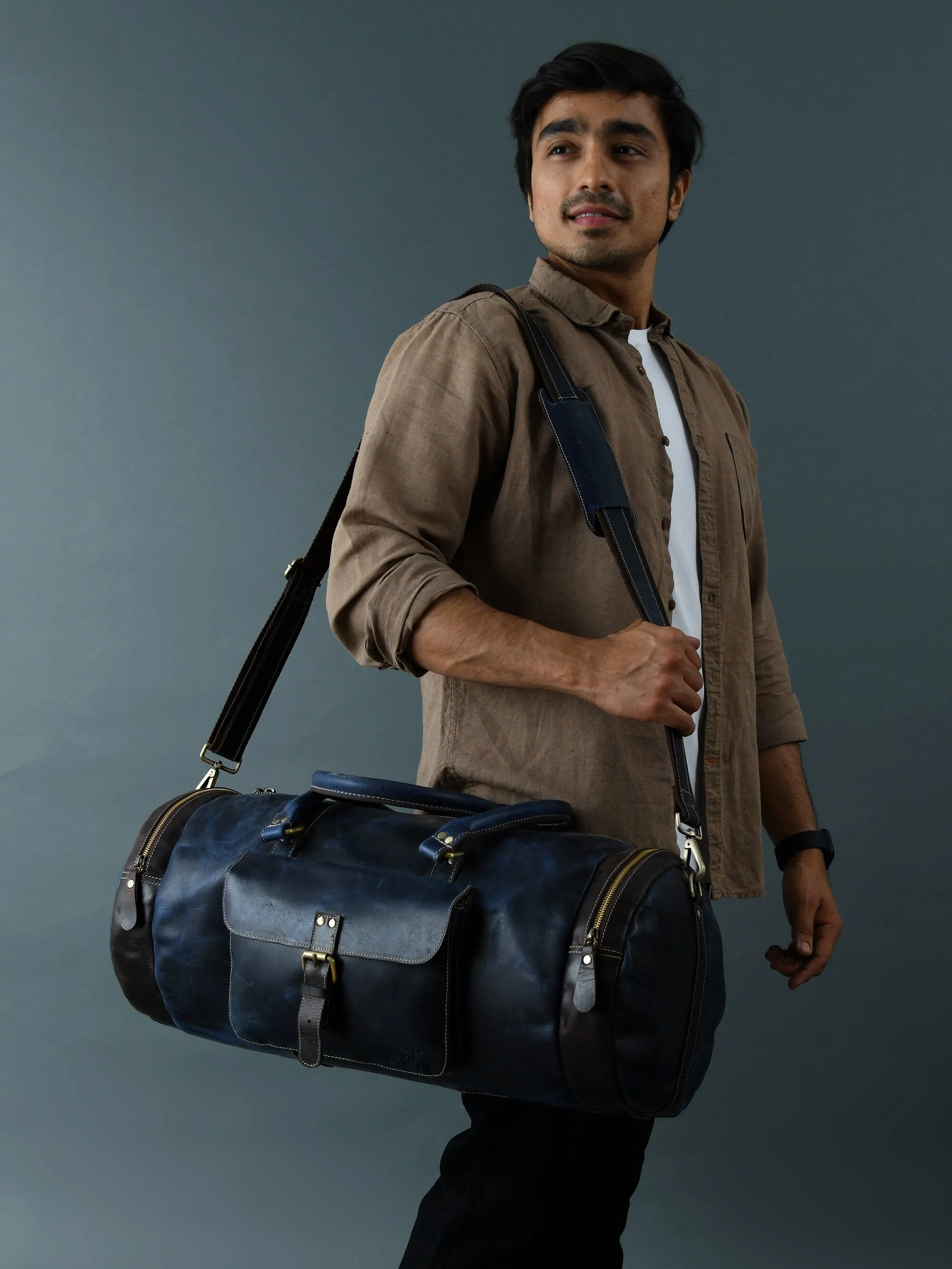Blue Premium Duffle sold by Classy Leather Bags product image thumbnail 5