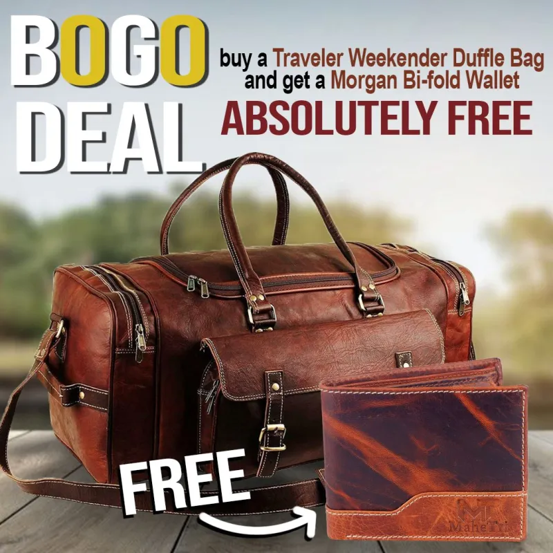 Traveler Weekender Duffle Bag + FREE Wallet sold by Classy Leather Bags