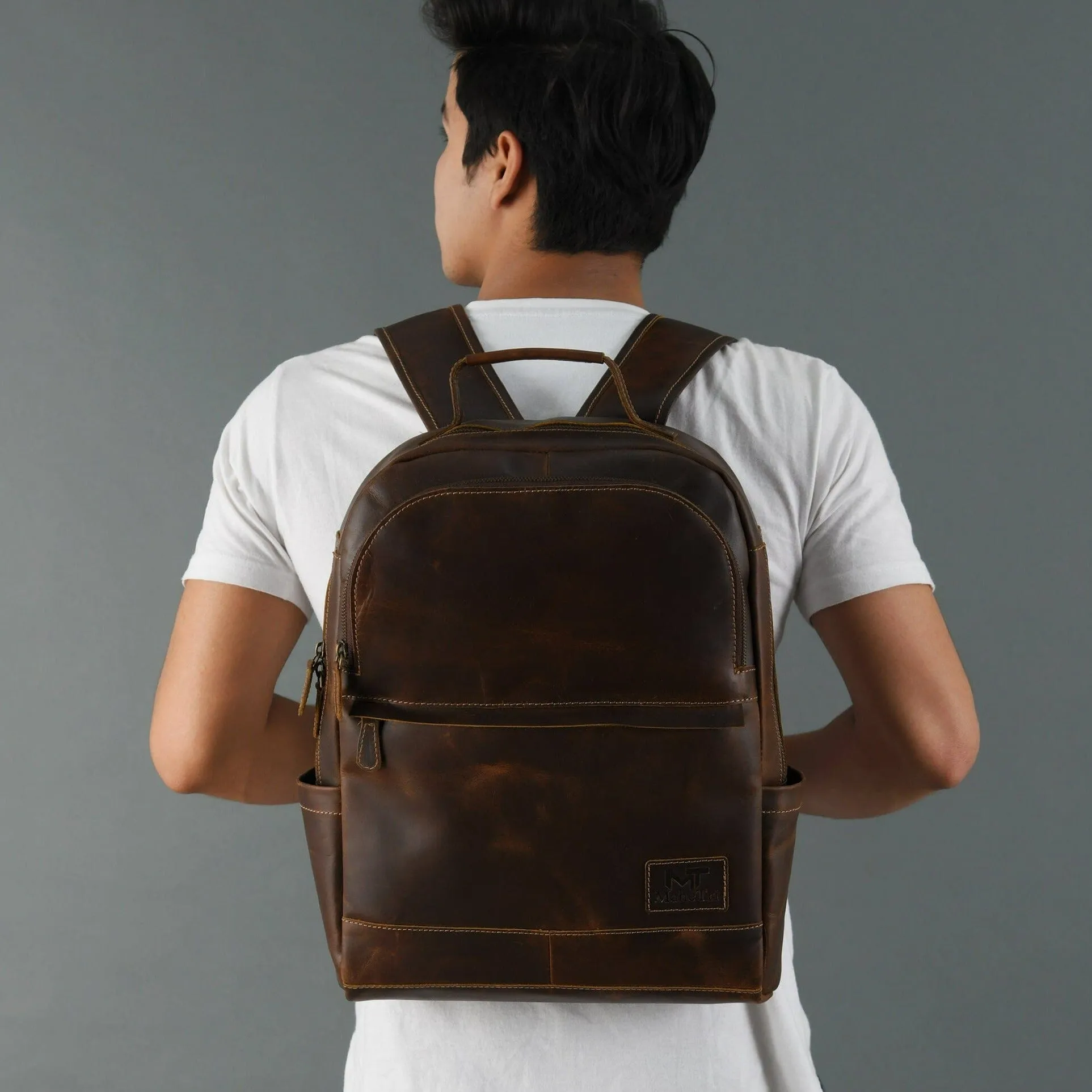 MaheTri Cambridge Unisex Buffalo Leather Backpack sold by Classy Leather Bags product image thumbnail 2