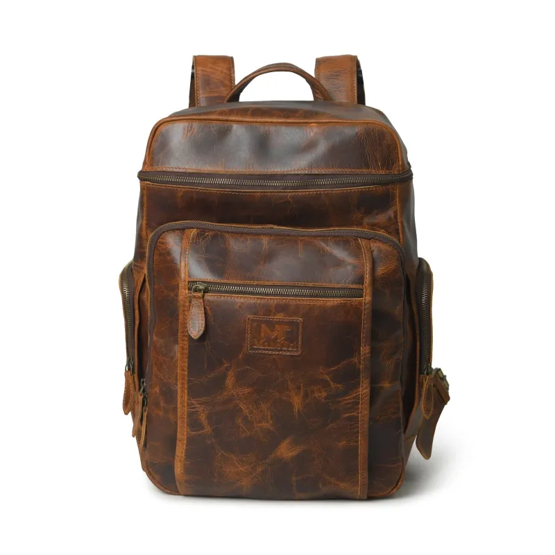 Alpha Caramel Buffalo Leather Travel Backpack sold by Classy Leather Bags