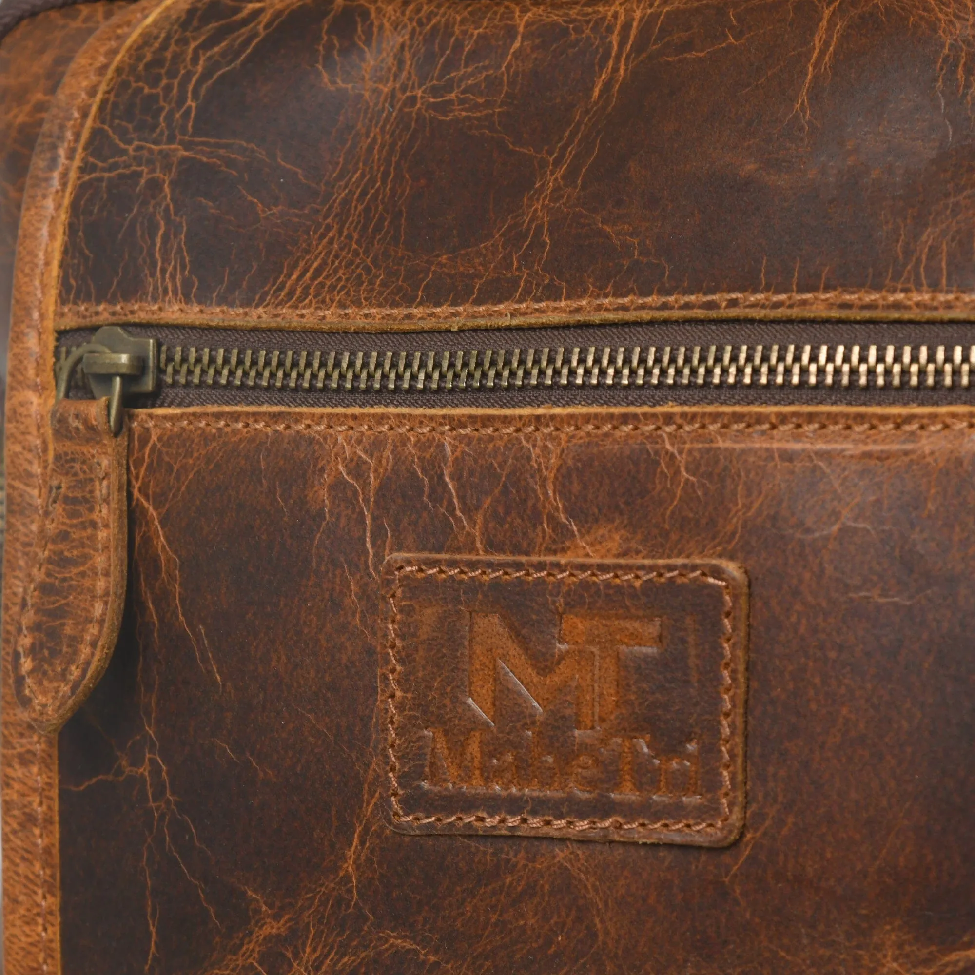 Alpha Caramel Buffalo Leather Travel Backpack sold by Classy Leather Bags product image thumbnail 4