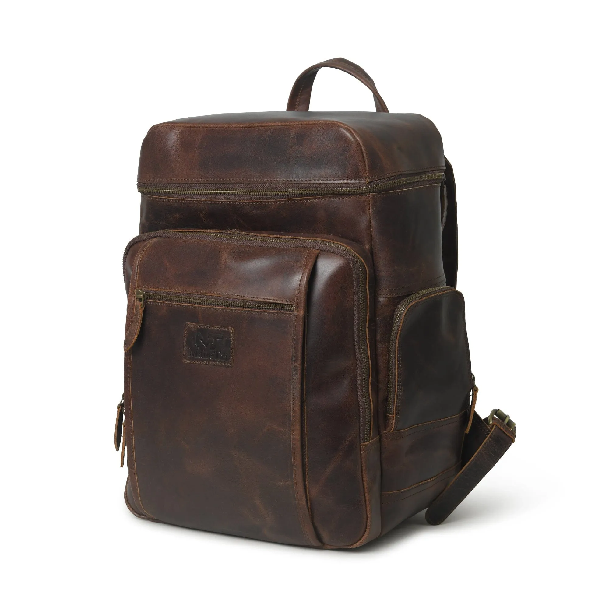 Alpha Brown Buffalo Leather Travel Backpack sold by Classy Leather Bags product image thumbnail 3