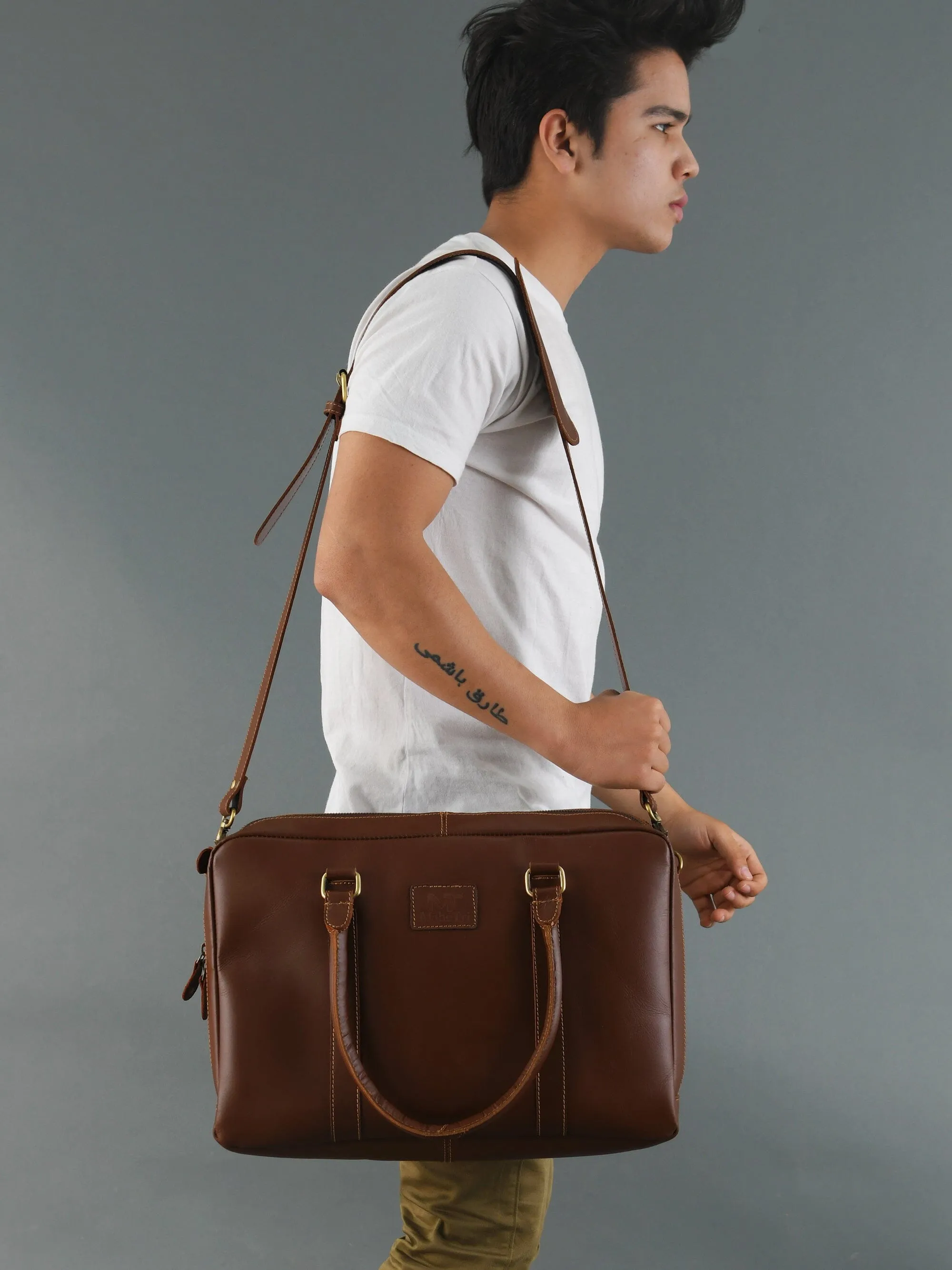 Dixon Brown Buffalo Leather Laptop Office Briefcase sold by Classy Leather Bags product image thumbnail 5