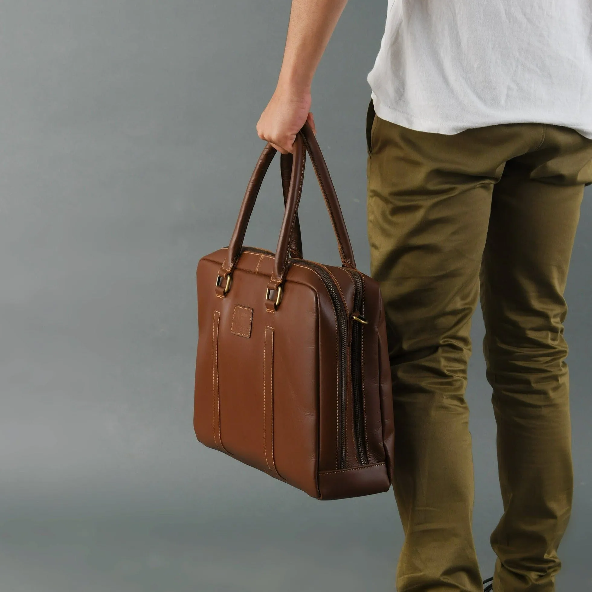 Dixon Brown Buffalo Leather Laptop Office Briefcase sold by Classy Leather Bags product image thumbnail 3