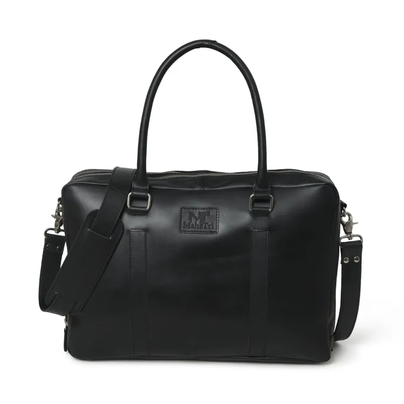 Dixon Black Buffalo Leather Laptop Briefcase sold by Classy Leather Bags