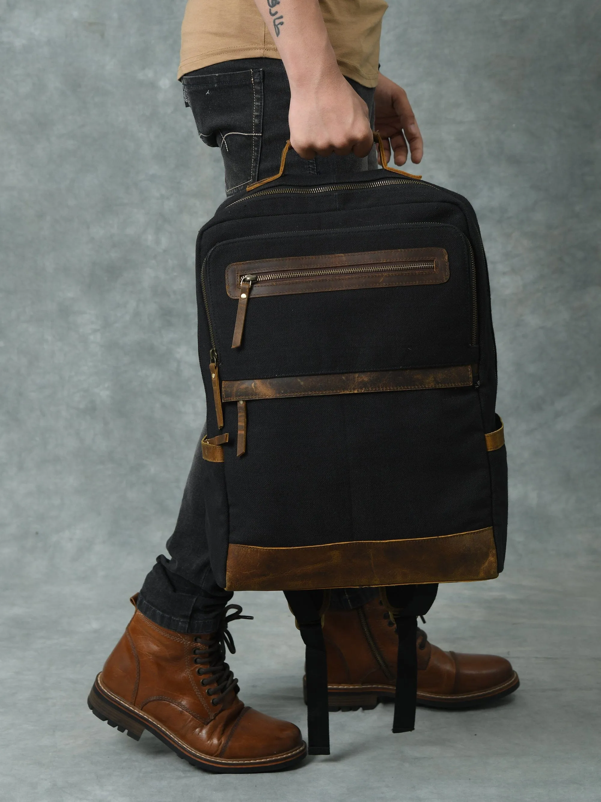 The Foster Canvas Backpack sold by Classy Leather Bags product image thumbnail 3