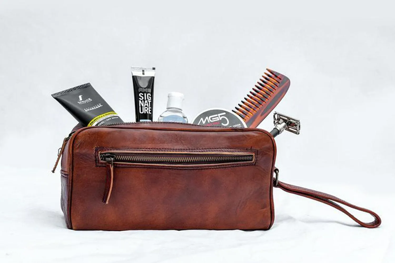 The Single Section Toiletry- Brown sold by Classy Leather Bags product image thumbnail 4