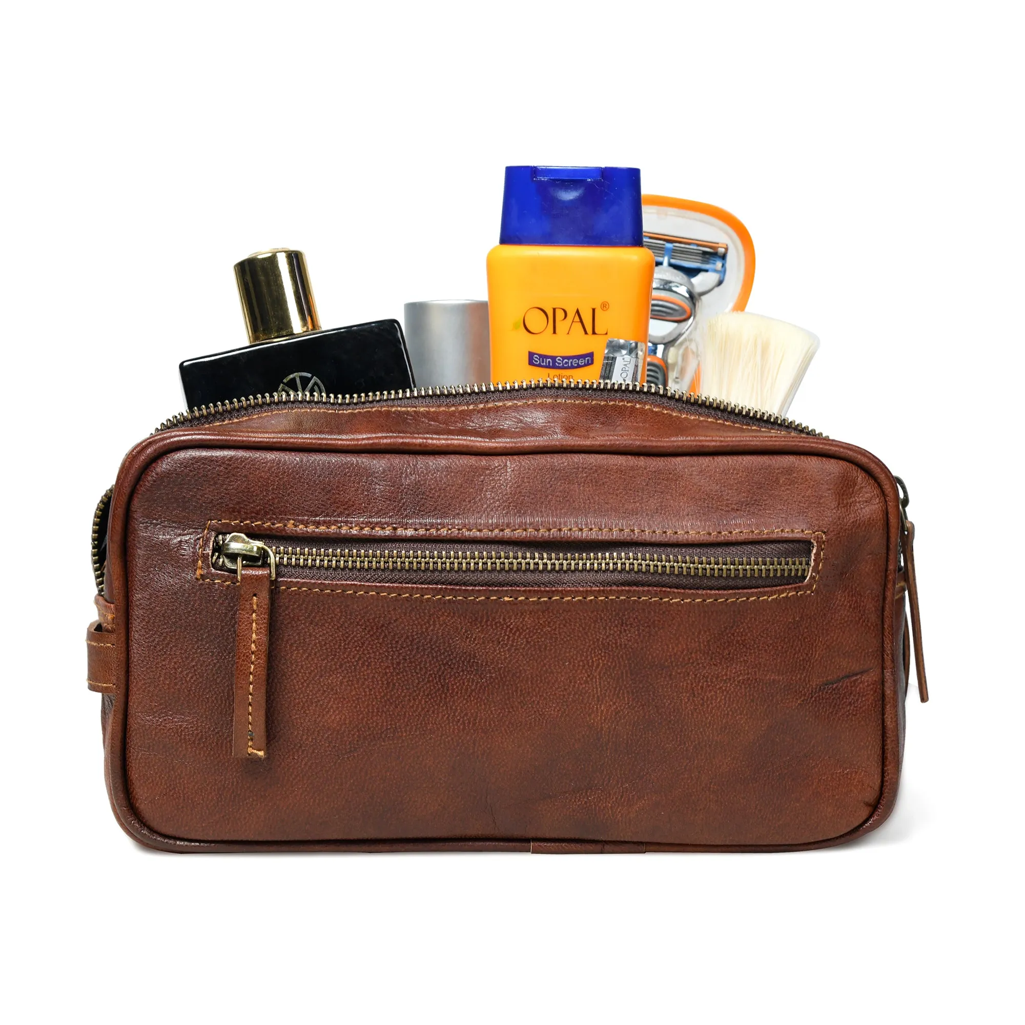 The Twin Section Toiletry- Brown sold by Classy Leather Bags product image thumbnail 2