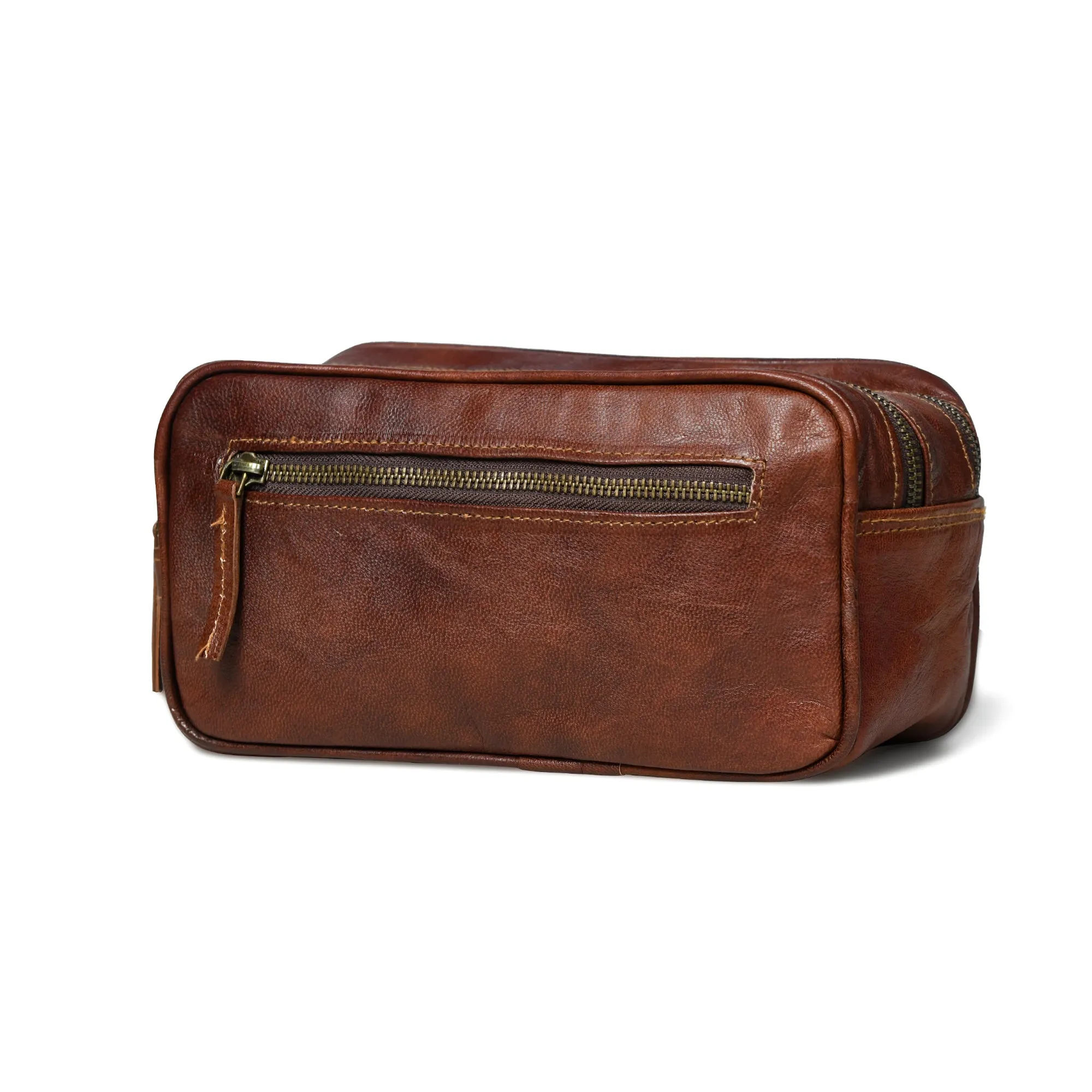 The Twin Section Toiletry- Brown sold by Classy Leather Bags