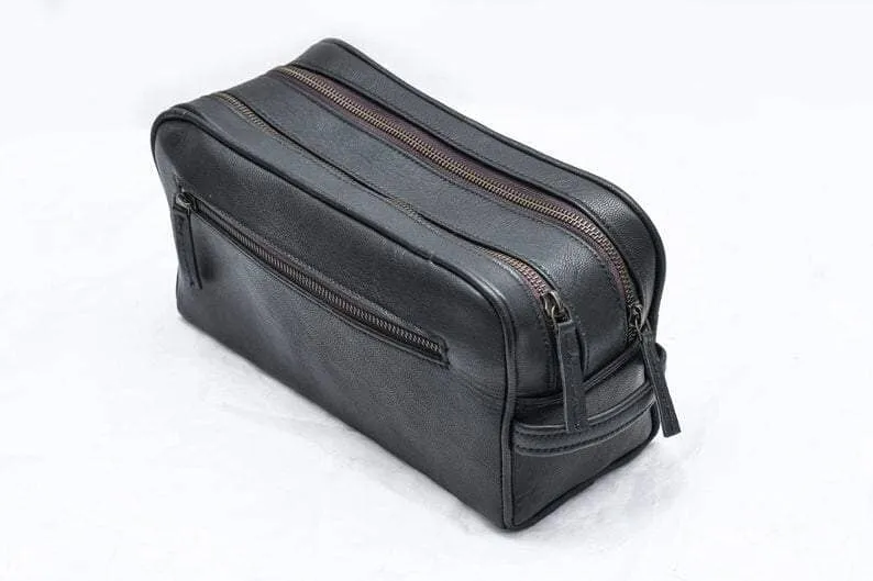 The Twin Section Toiletry- Black sold by Classy Leather Bags product image thumbnail 3
