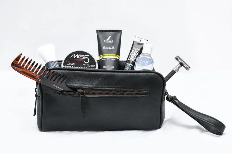 The Single Section Toiletry- Black sold by Classy Leather Bags product image thumbnail 4