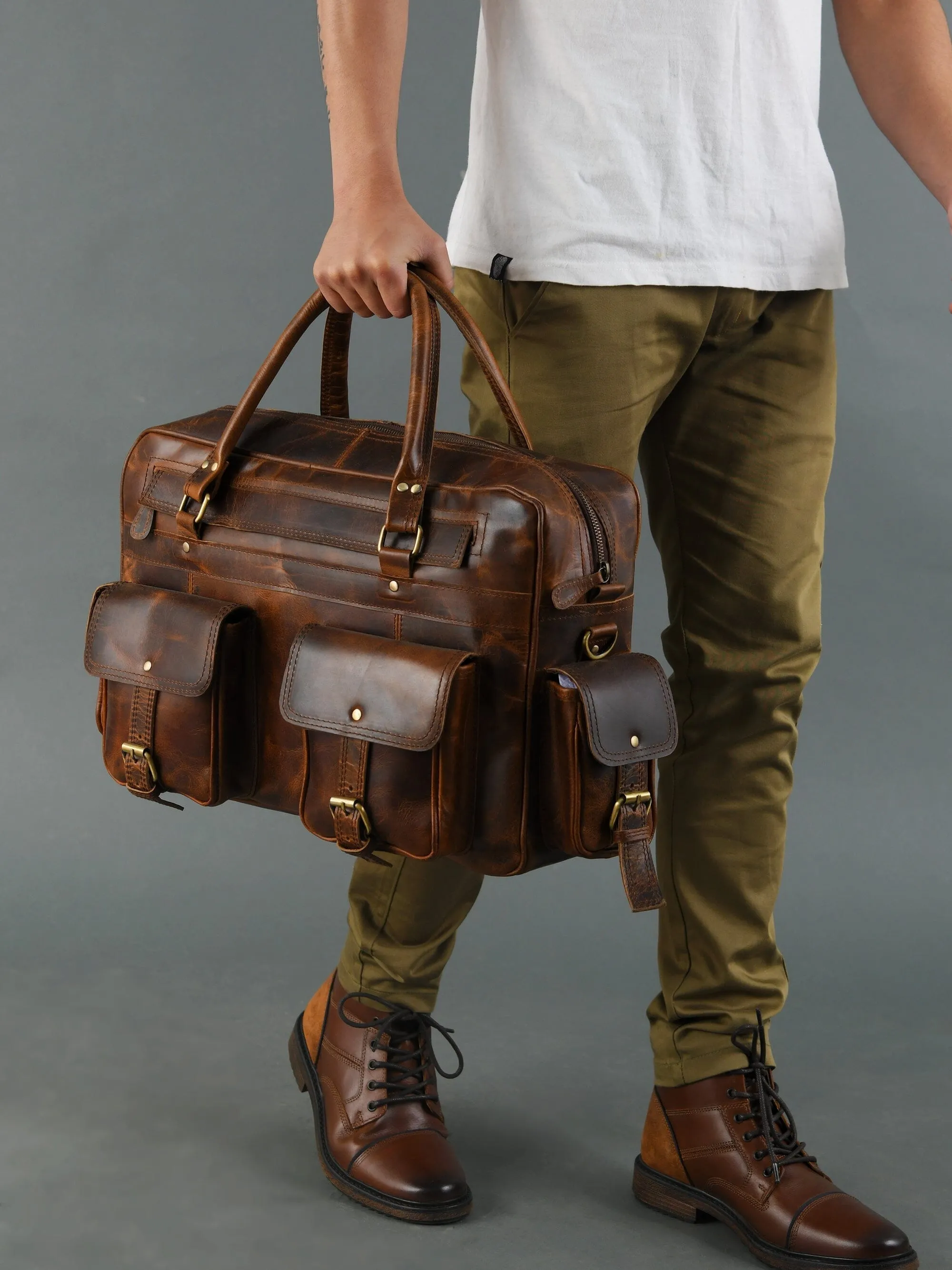 Finn Handcrafted Buffalo Leather Laptop Briefcase sold by Classy Leather Bags product image thumbnail 5