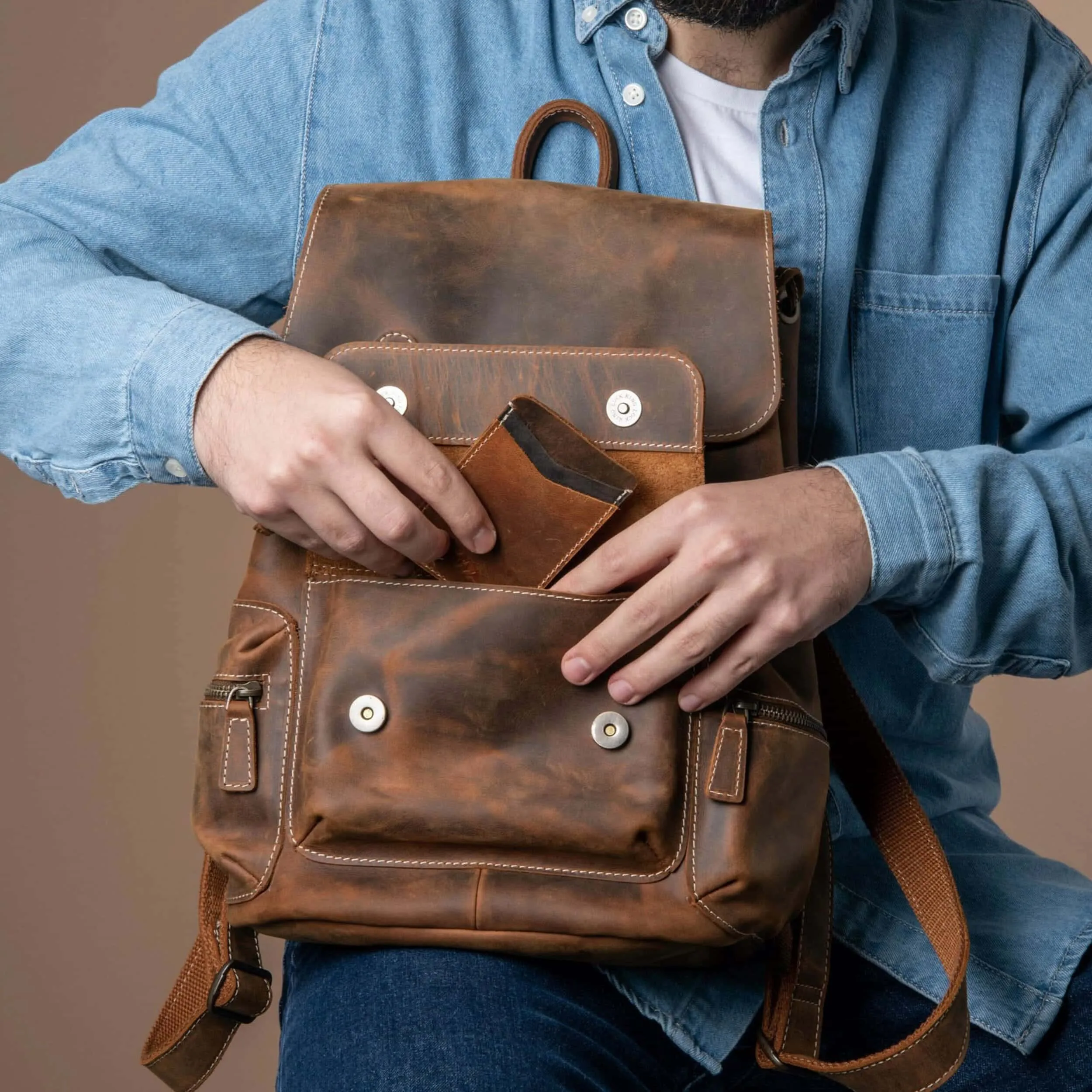 The Armstrong Buffalo Backpack sold by Classy Leather Bags product image thumbnail 3